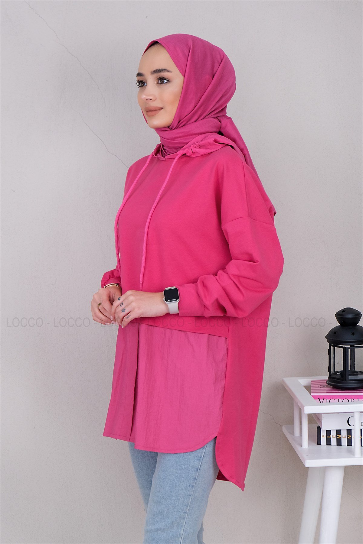 Uygun Fiyatlı PARASUT DETAY TUNIK FUSYA | Loccomoda.com 