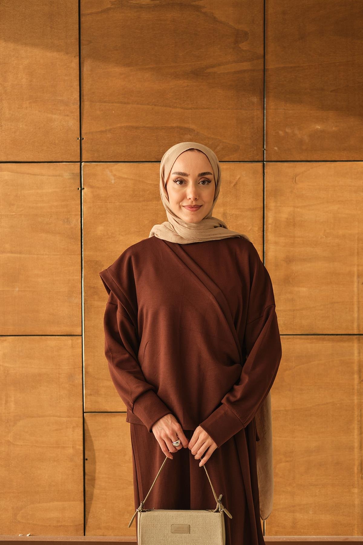 Parça Bağlamalı Elbise Kahverengi