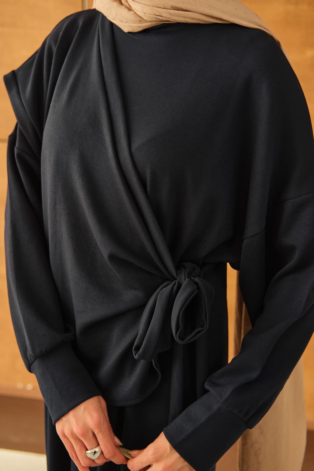 Parça Bağlamalı Elbise Lacivert