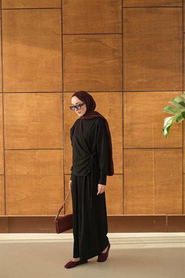 Parça Bağlamalı Elbise Siyah