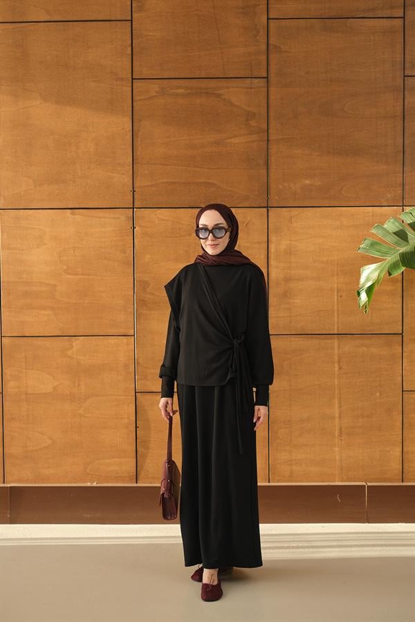 Parça Bağlamalı Elbise Siyah