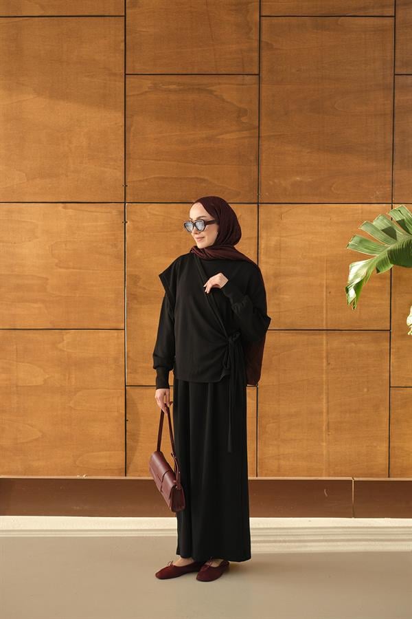 Parça Bağlamalı Elbise Siyah