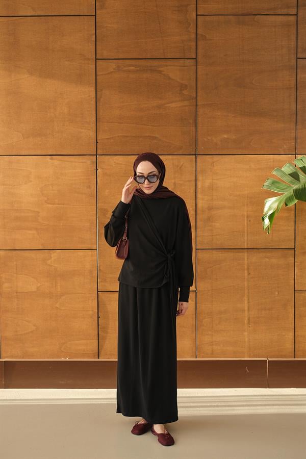 Parça Bağlamalı Elbise Siyah