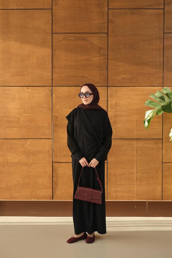 Parça Bağlamalı Elbise Siyah