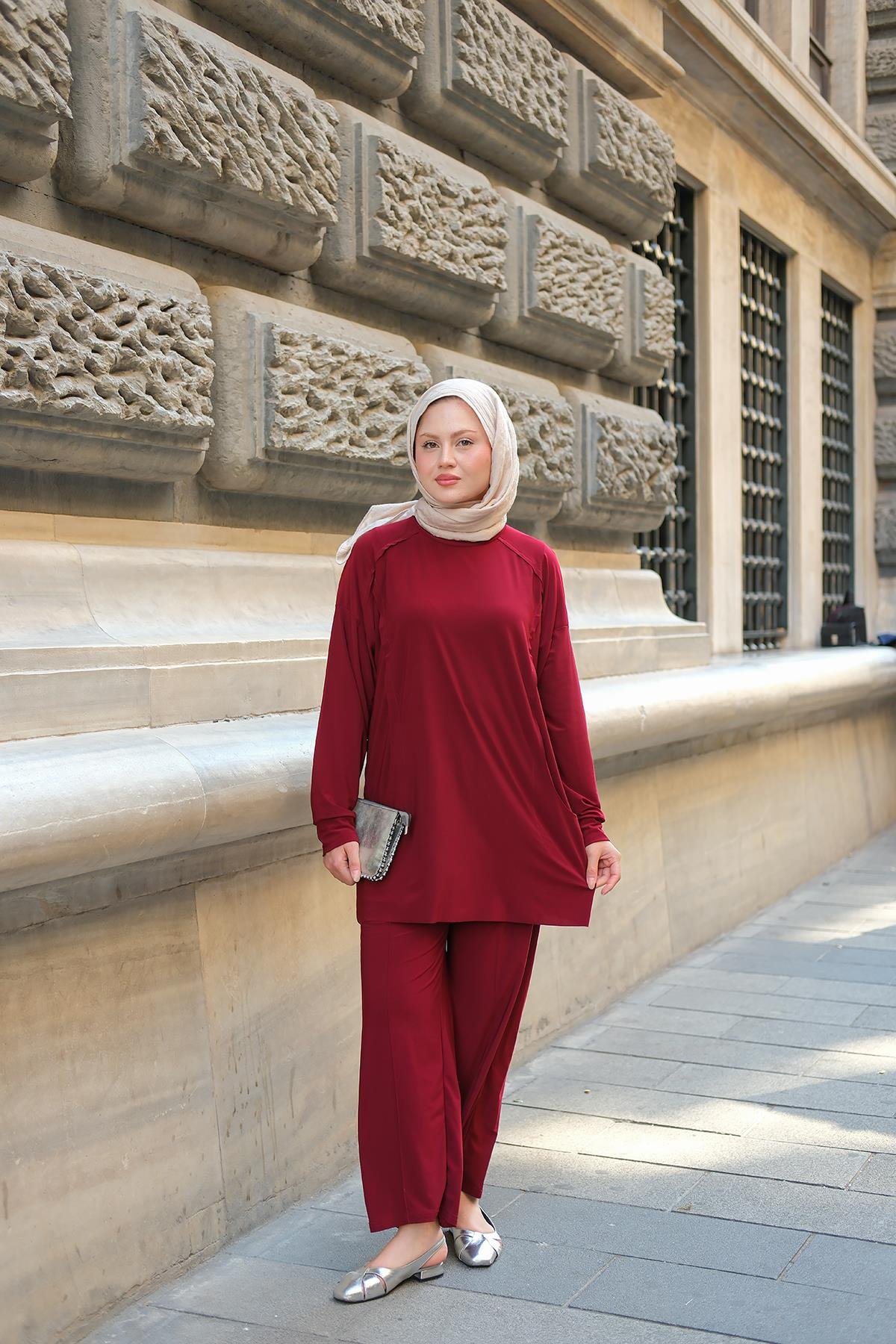 Parça Detay İkili Takım Bordo