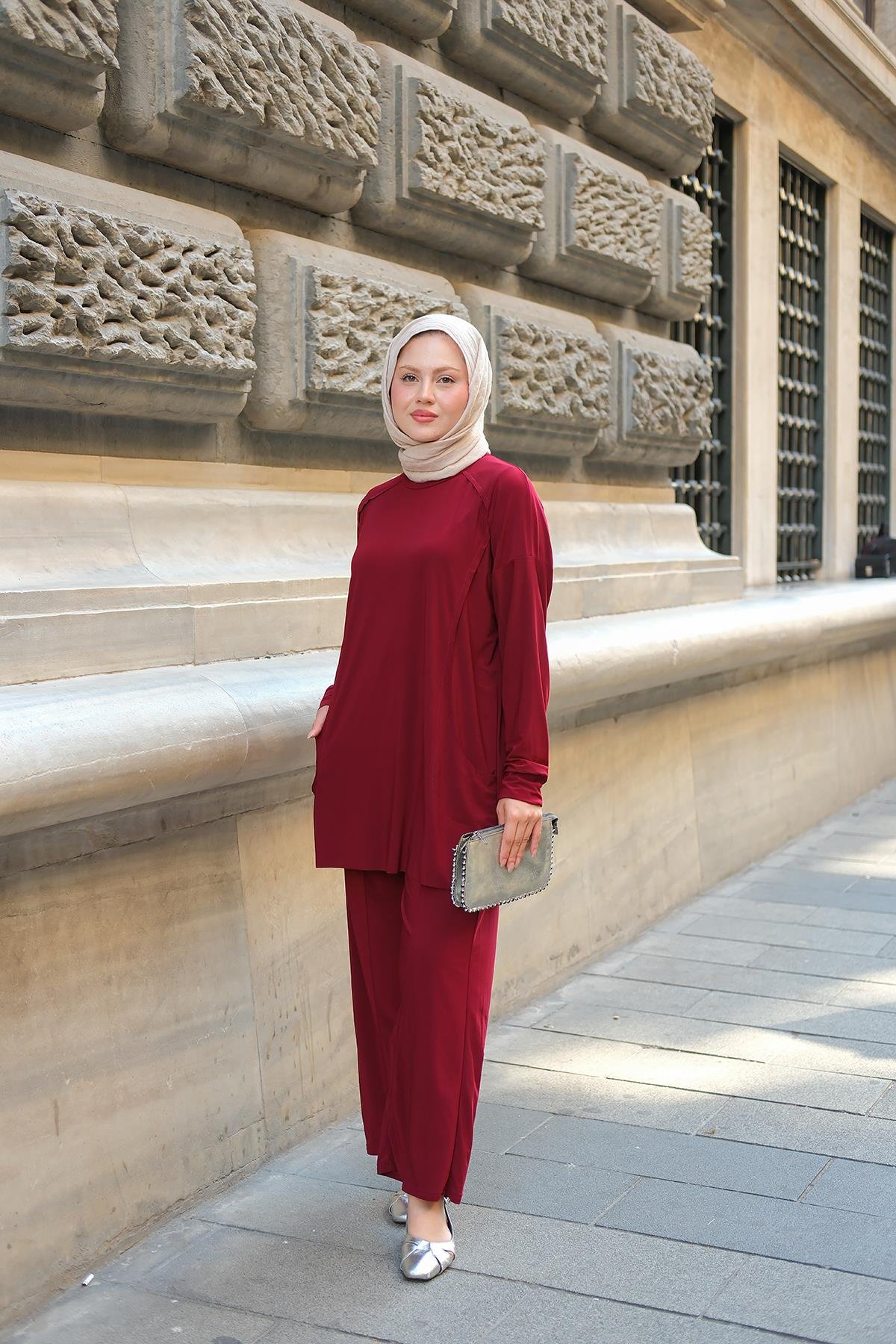 Parça Detay İkili Takım Bordo