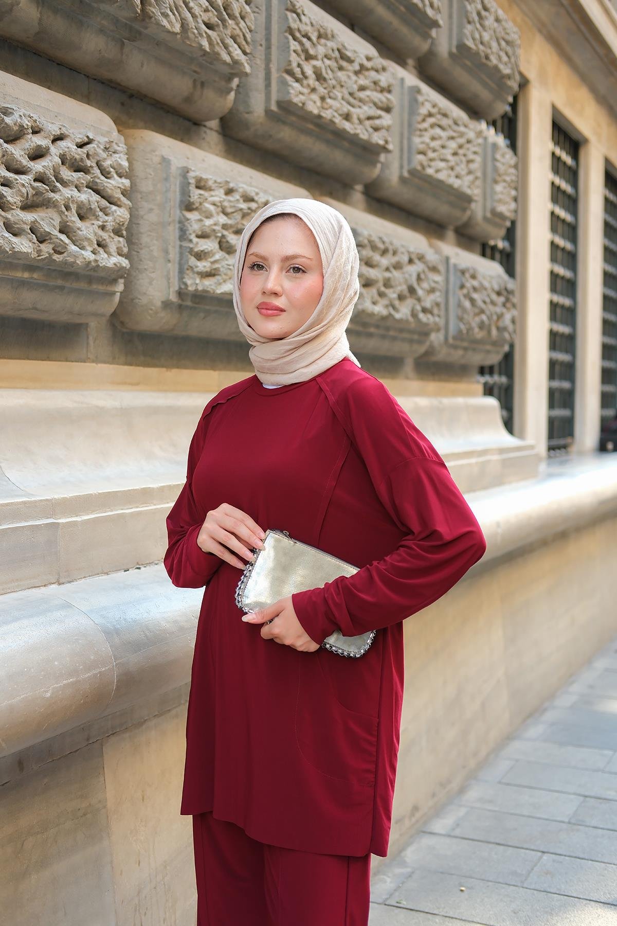 Parça Detay İkili Takım Bordo