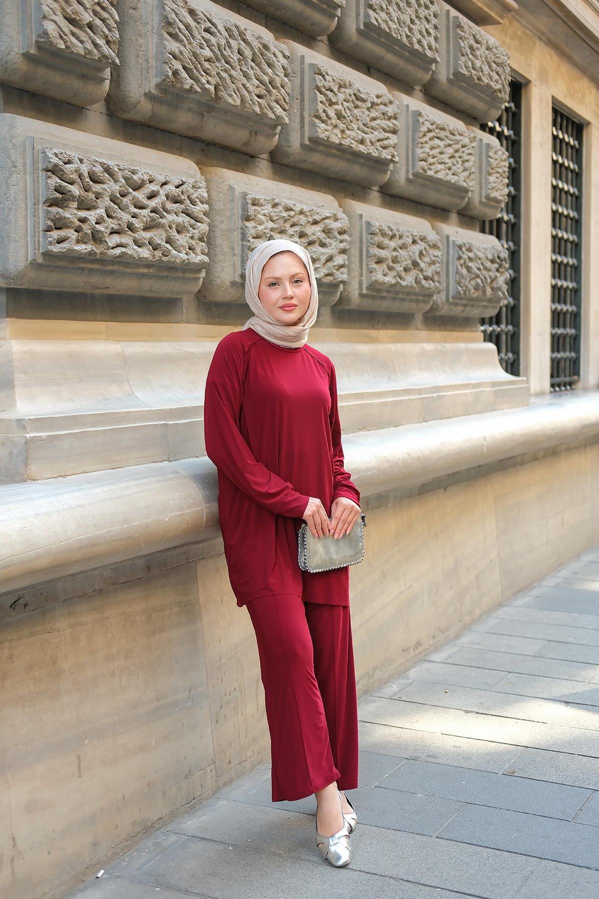 Parça Detay İkili Takım Bordo