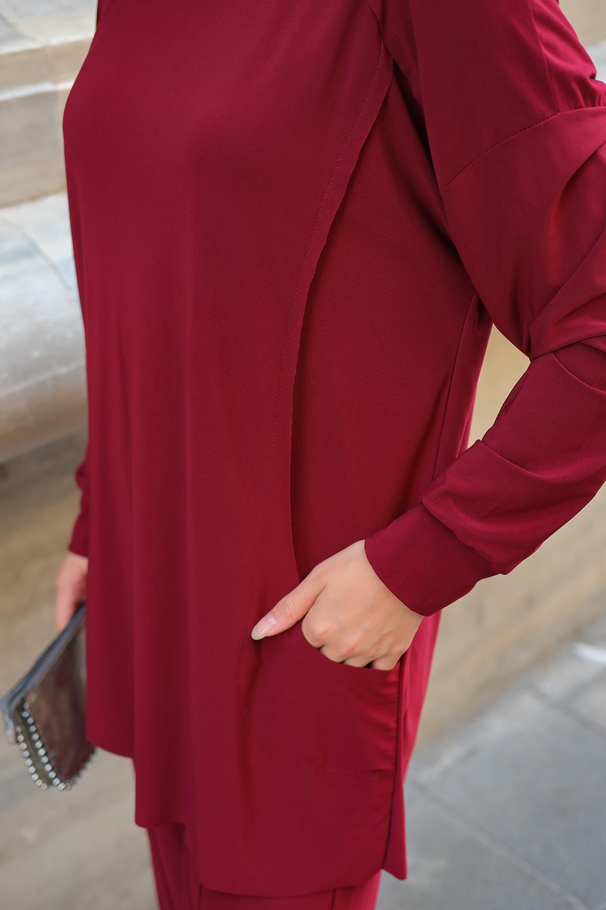 Parça Detay İkili Takım Bordo