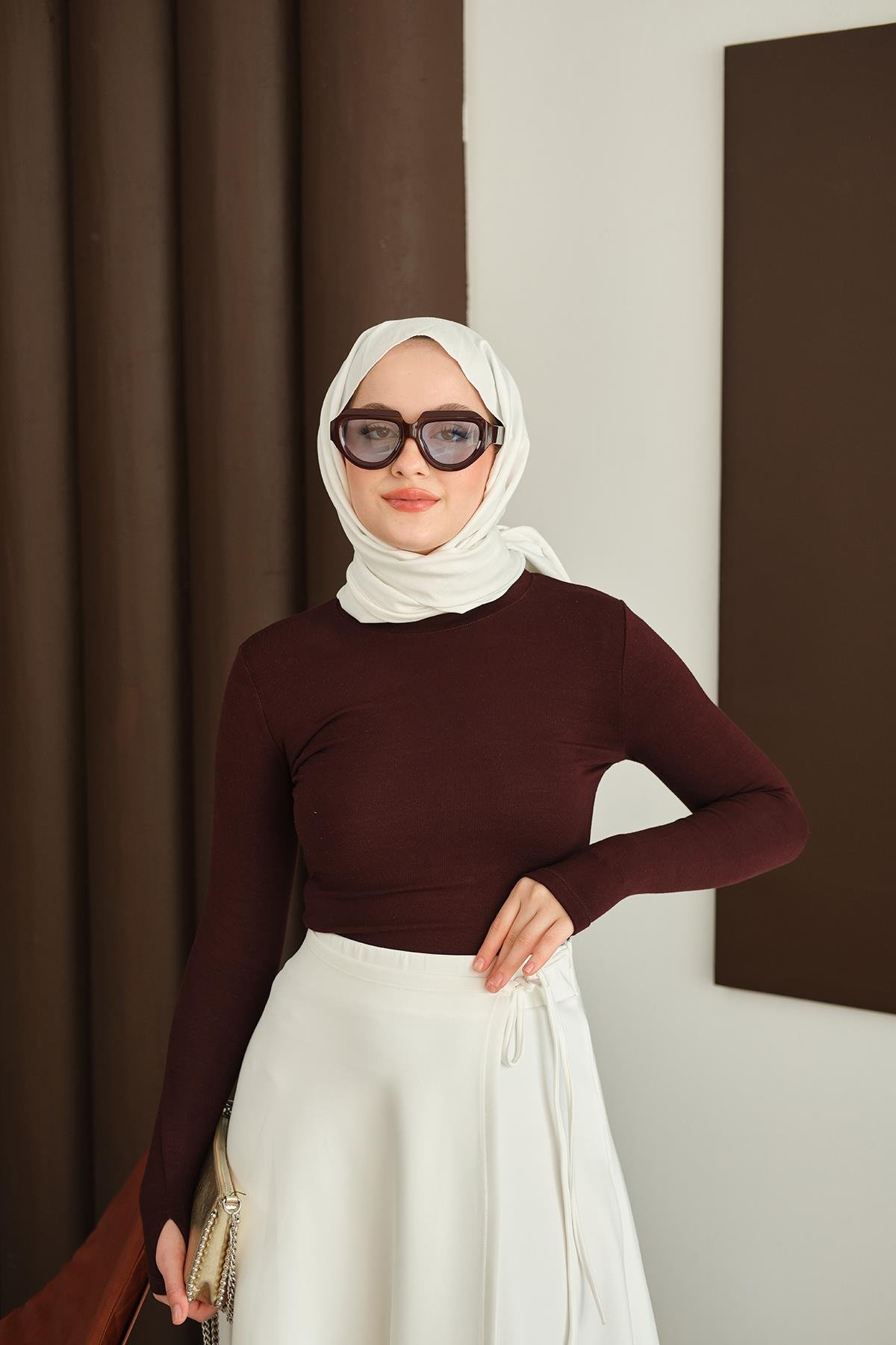 Parmak Geçirmeli Body Bordo