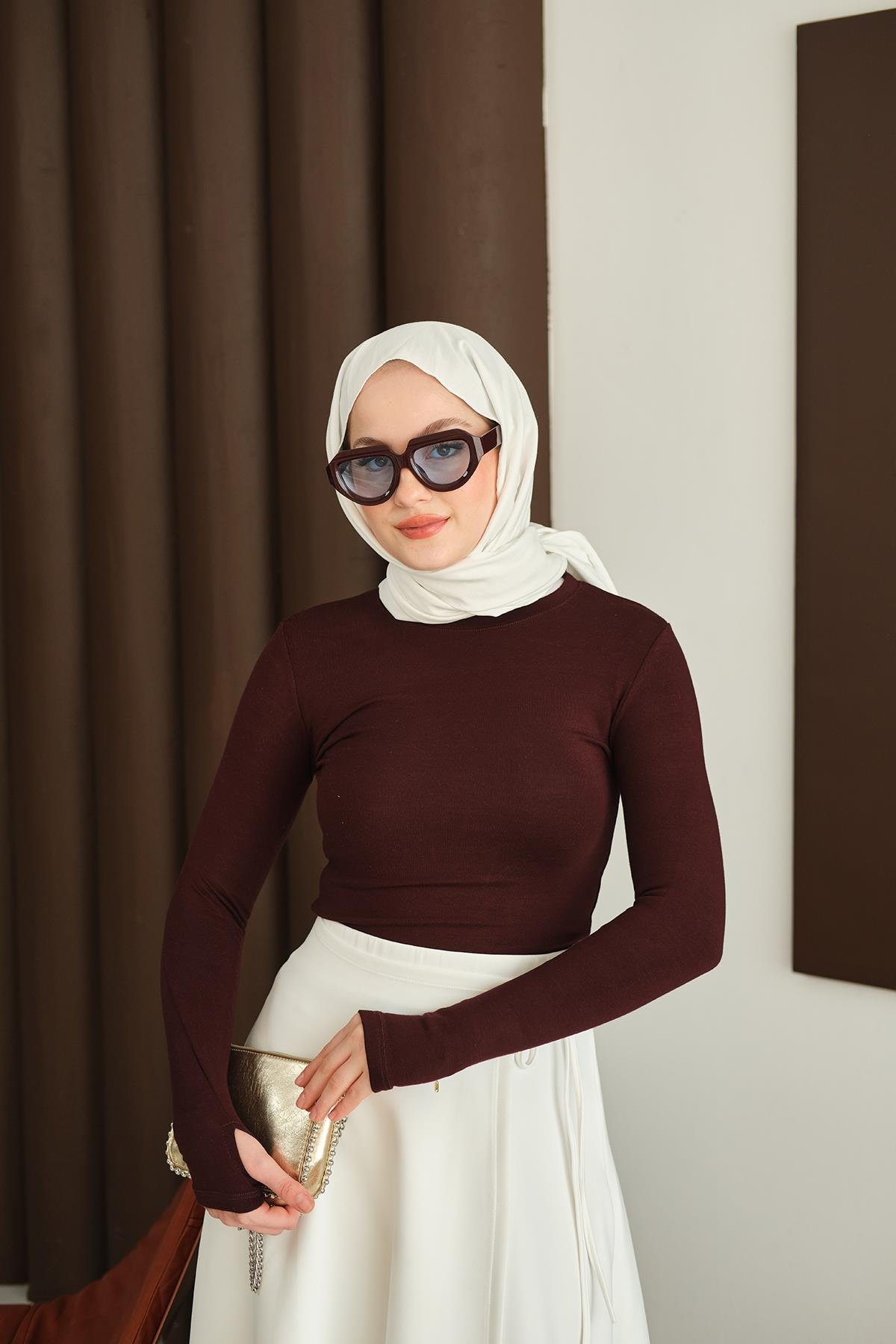 Parmak Geçirmeli Body Bordo