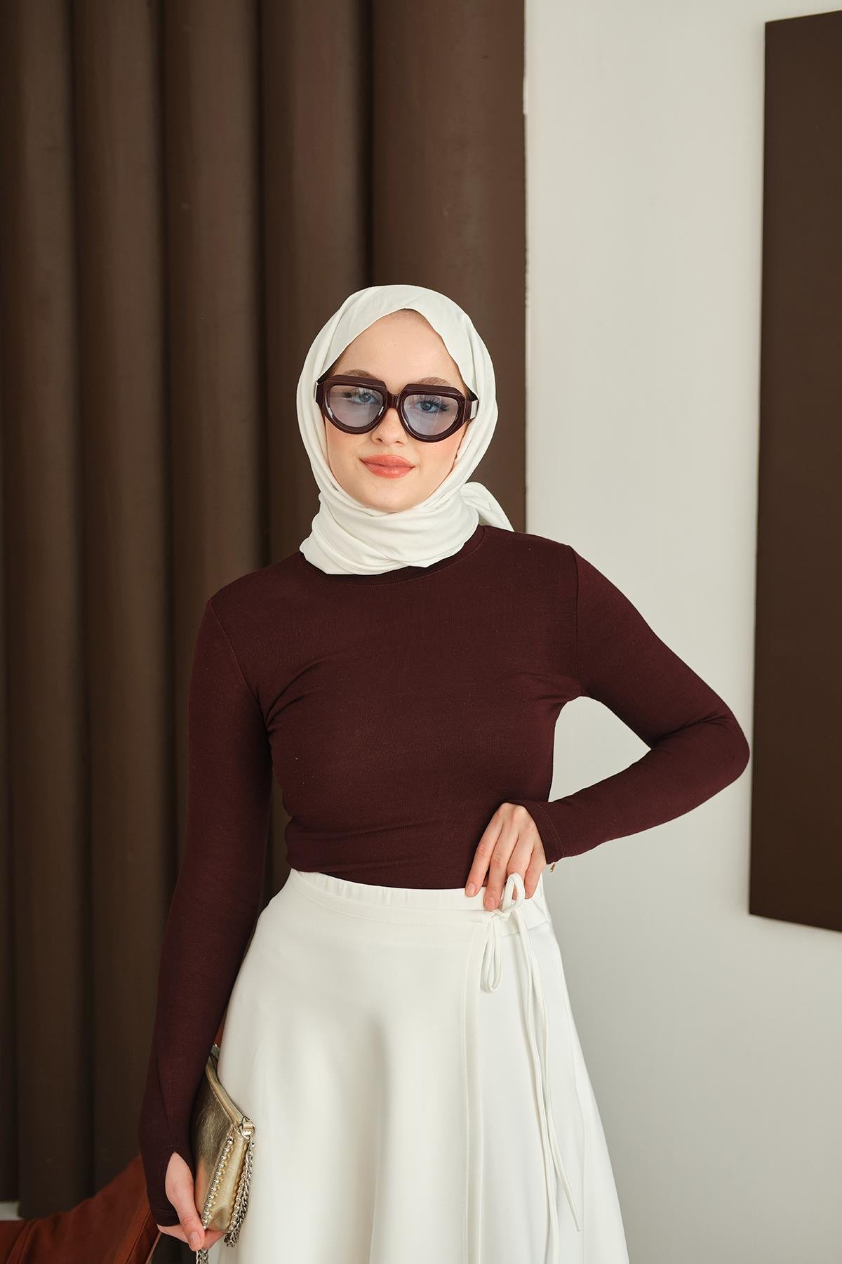 Parmak Geçirmeli Body Bordo