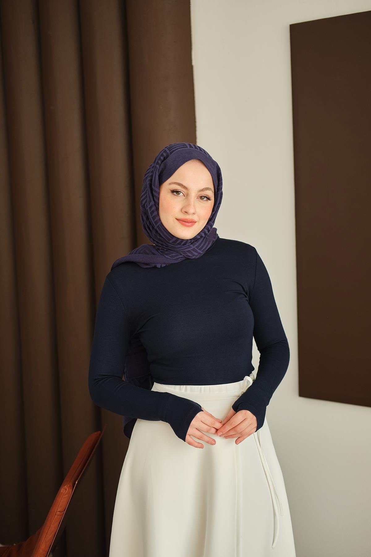 Parmak Geçirmeli Body Lacivert