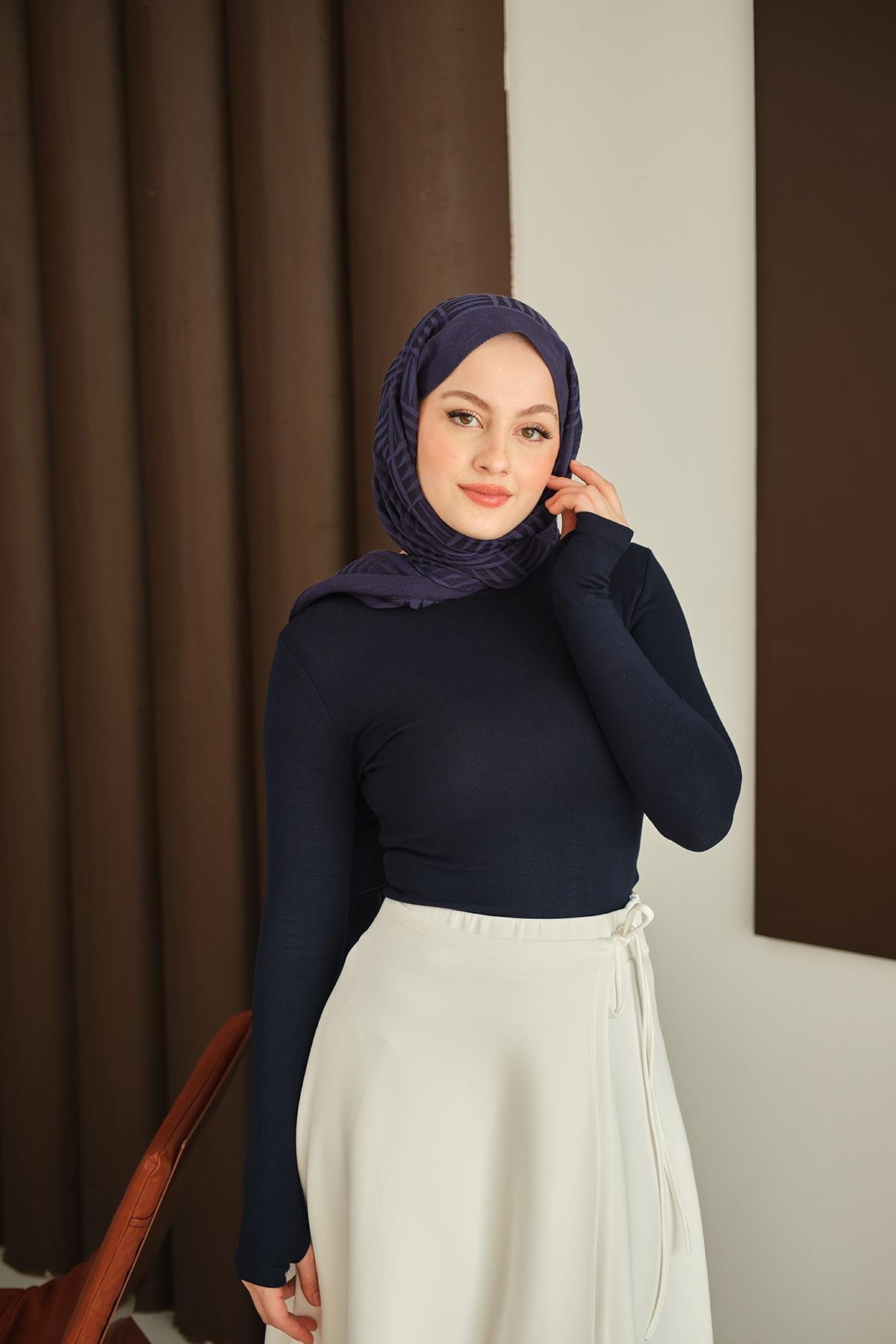 Parmak Geçirmeli Body Lacivert