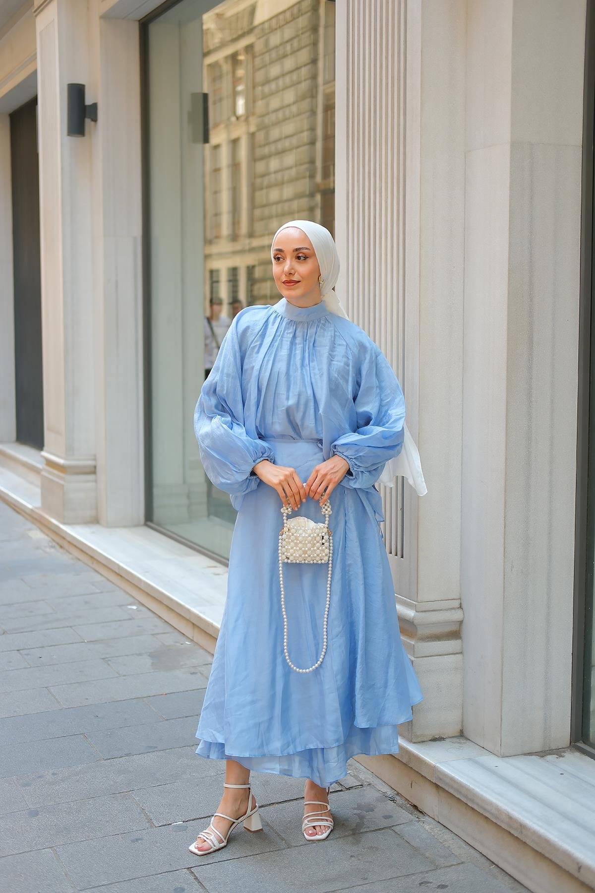 Pelerinli İkili Takım Mavi