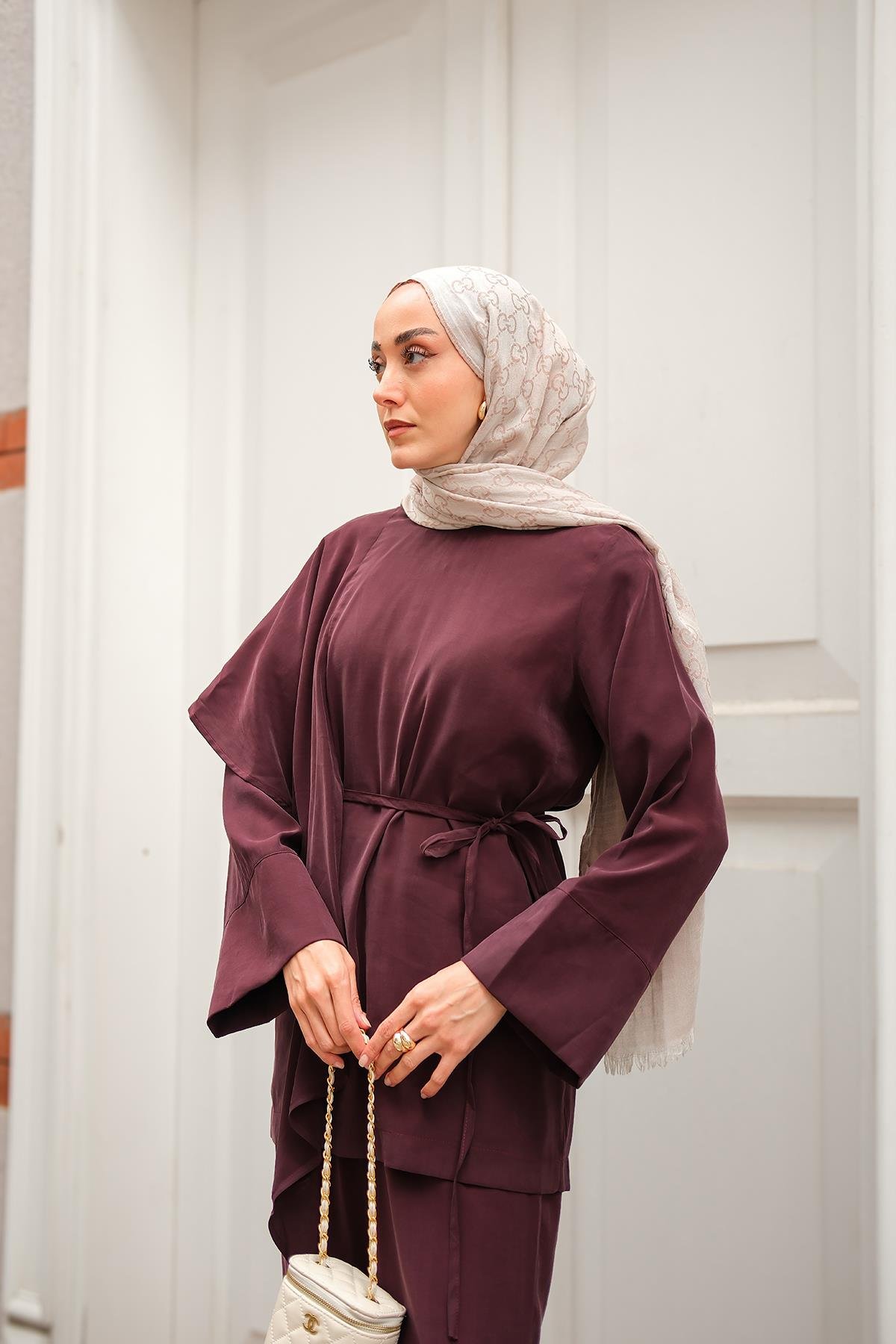 Pelerinli Modal Takım Bordo