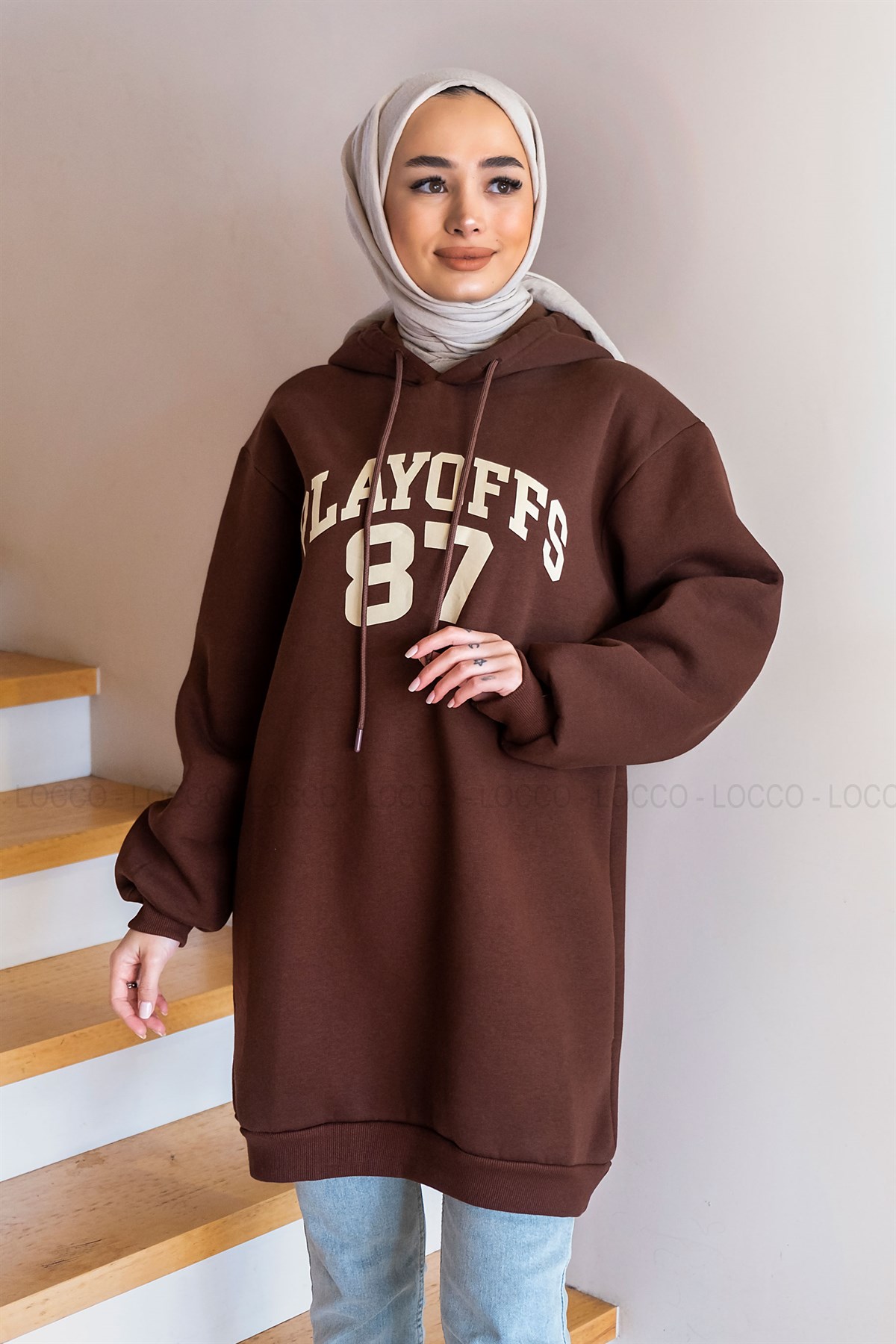 Uygun Fiyatlı PLAYOFFS 87 BASKILI SWEAT KAHVERENGI | Loccomoda.com 