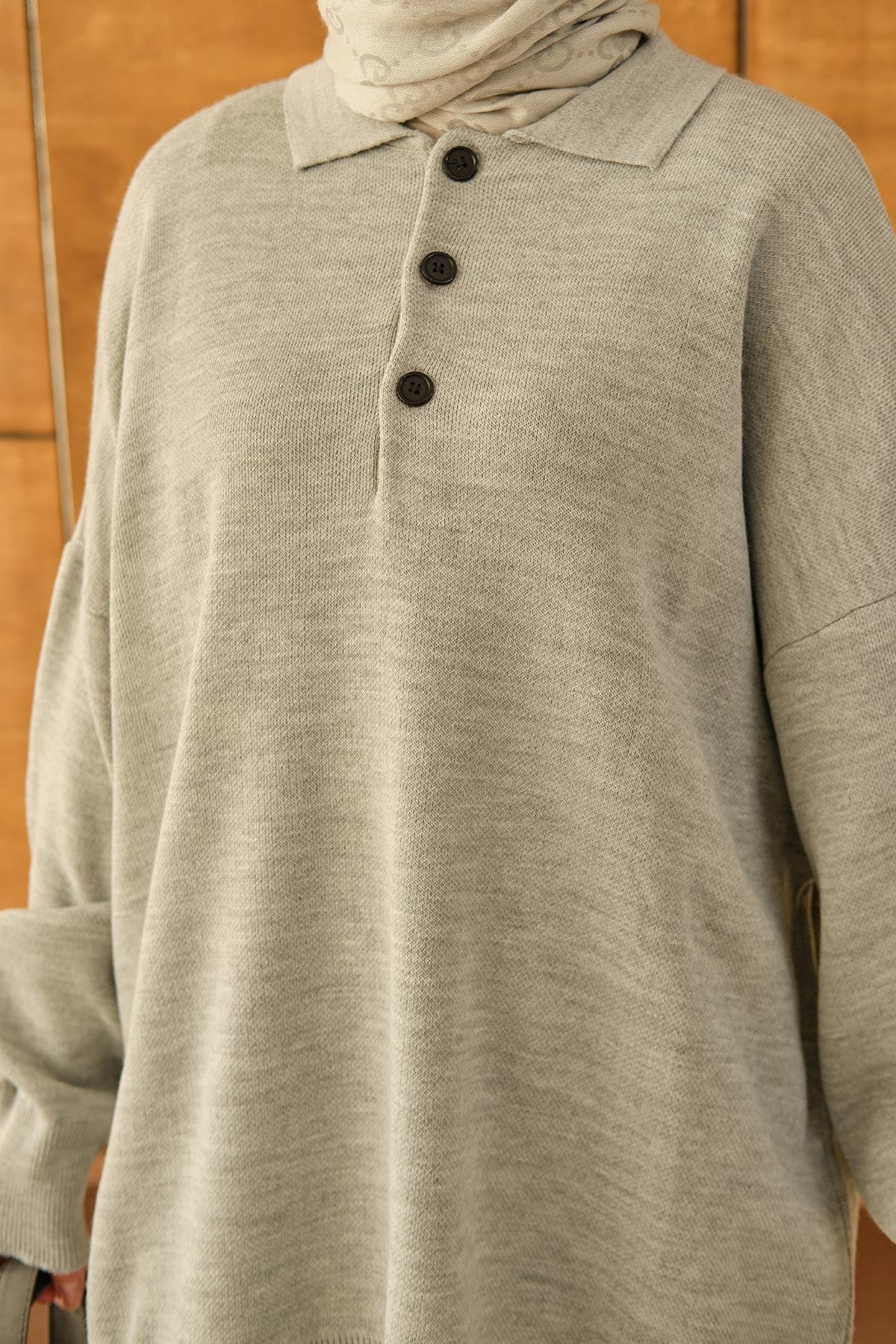 Polo Yaka Tunik Gri