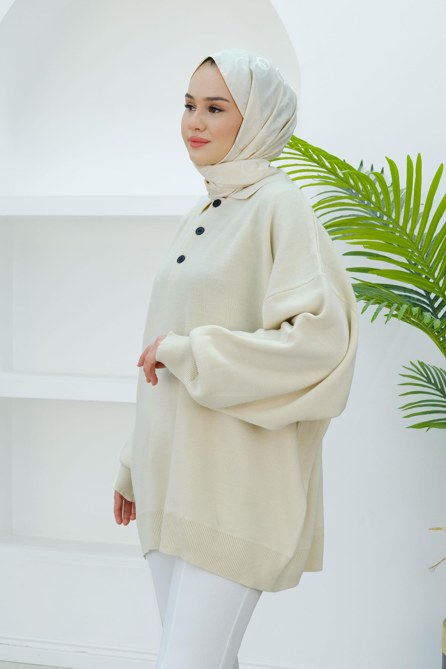 Polo Yaka Tunik Krem