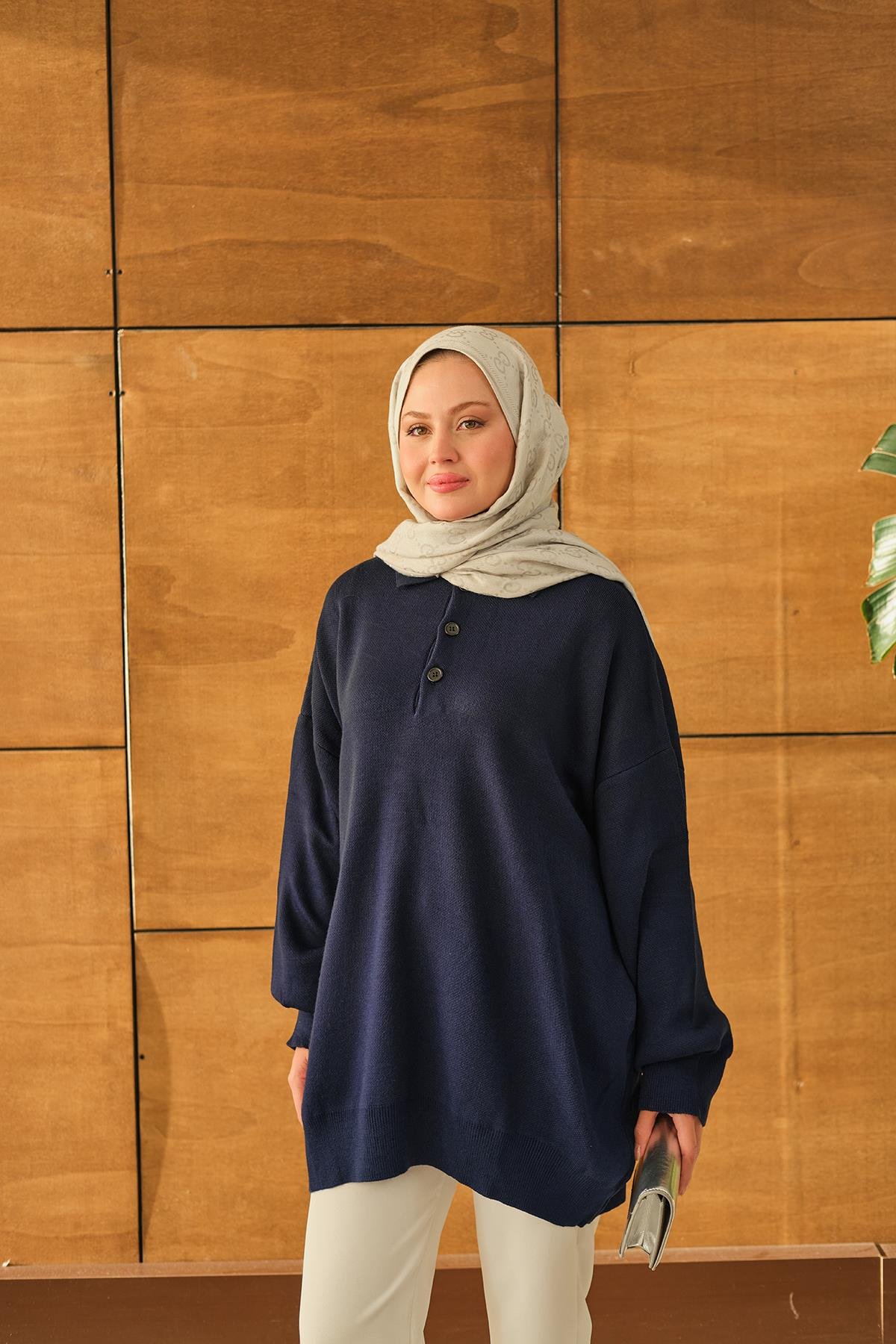 Polo Yaka Tunik Lacivert