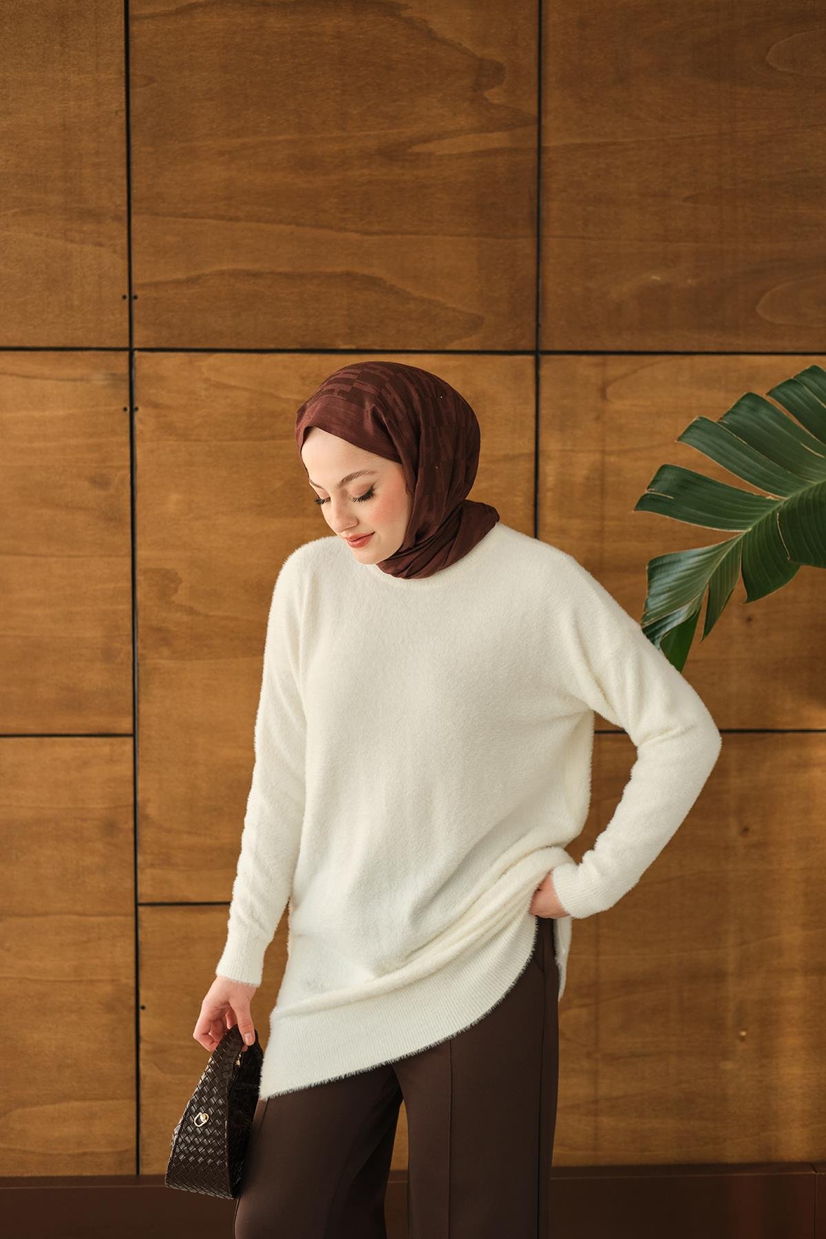 Püsküllü Tunik Beyaz