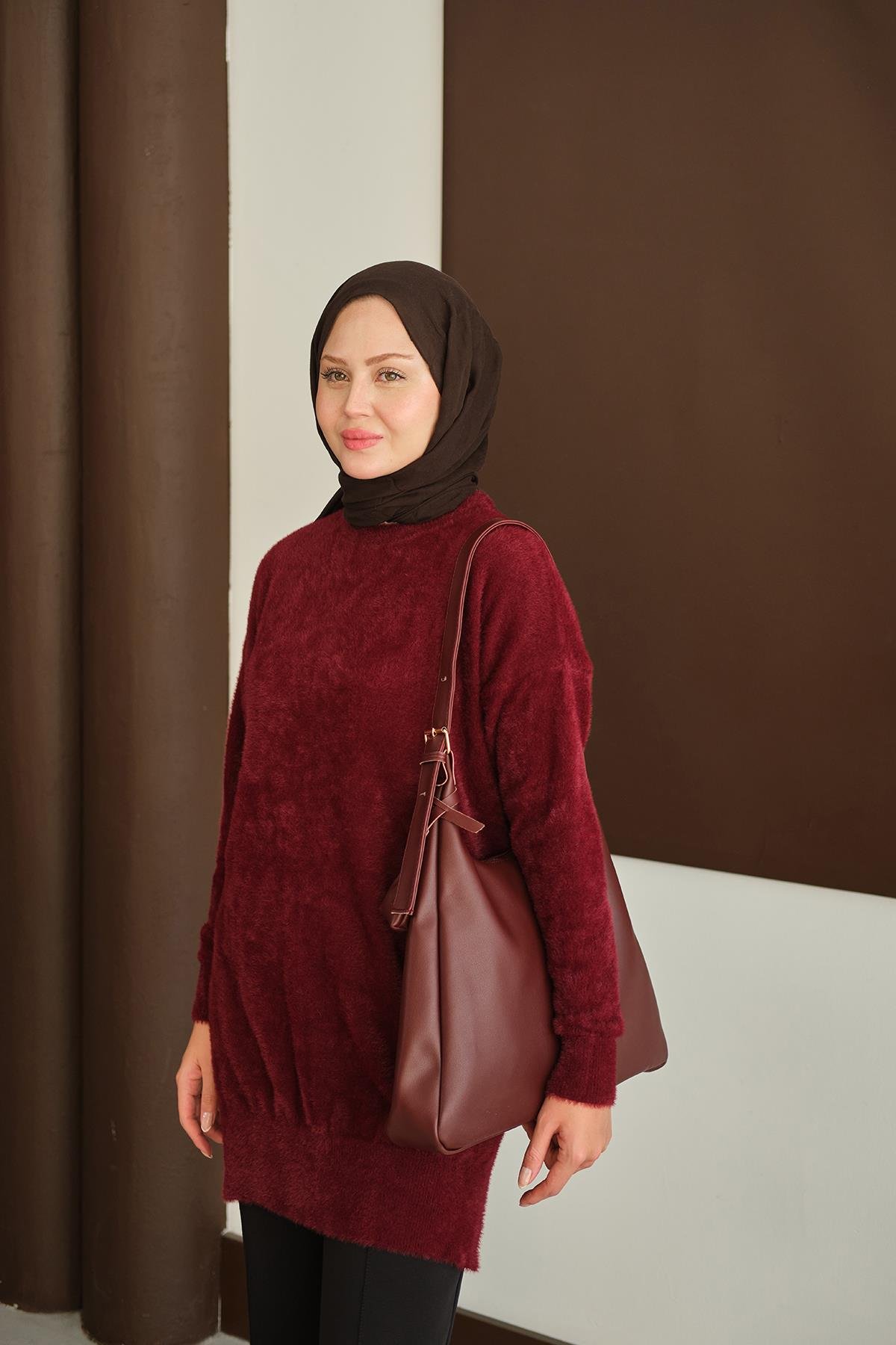 Püsküllü Tunik Bordo