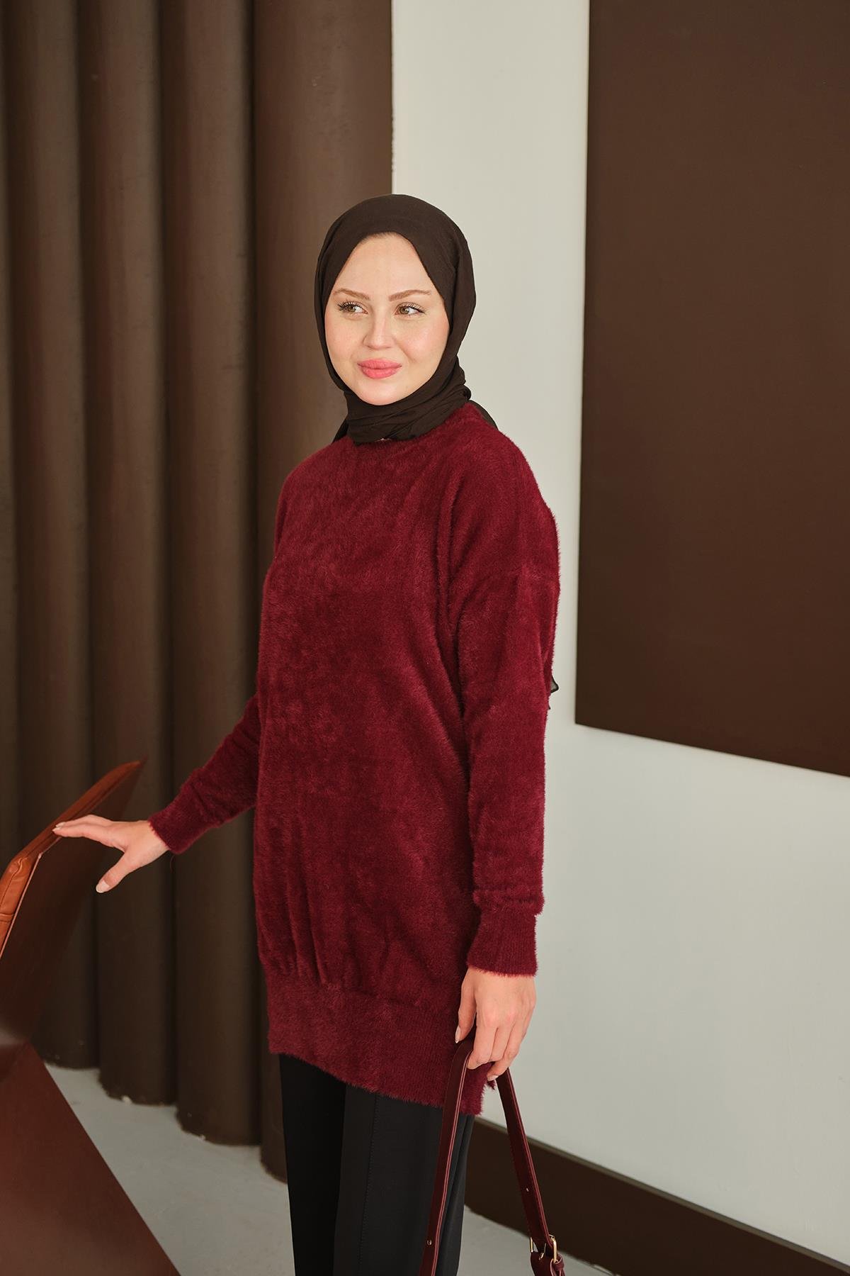 Püsküllü Tunik Bordo