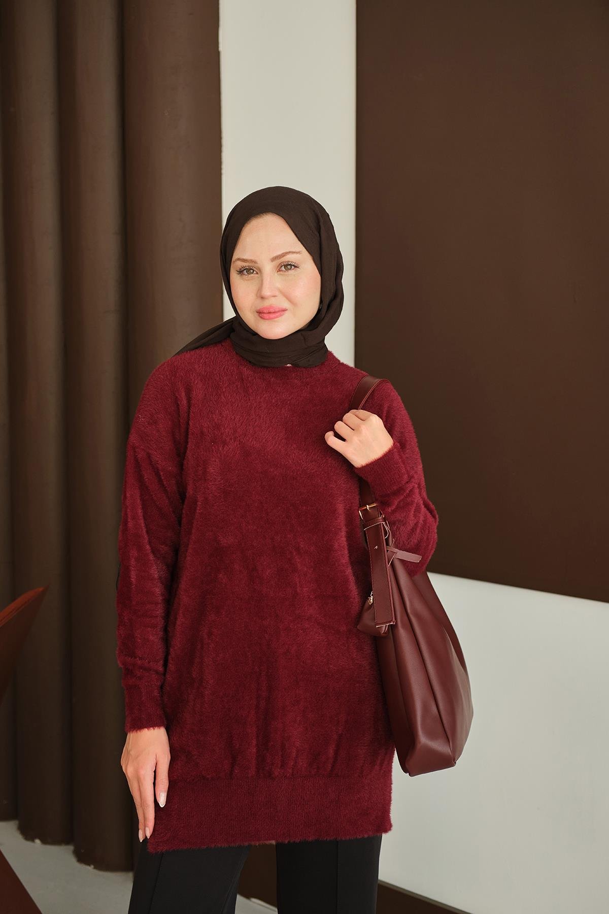 Püsküllü Tunik Bordo