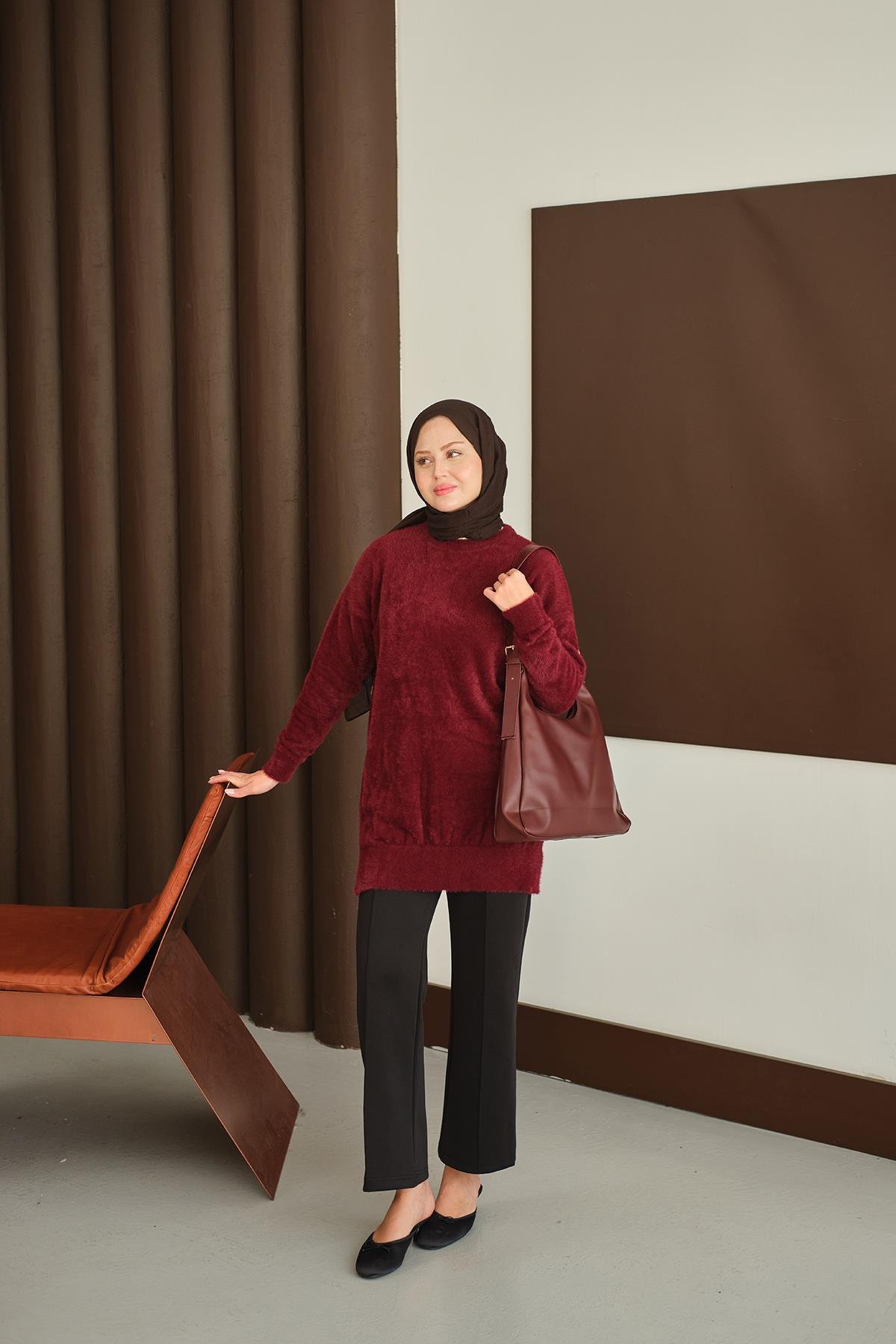 Püsküllü Tunik Bordo