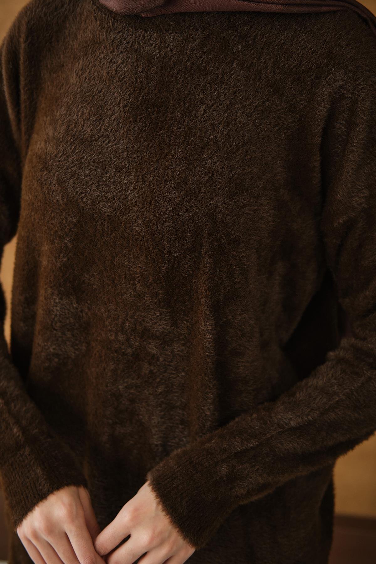 Püsküllü Tunik Kahverengi