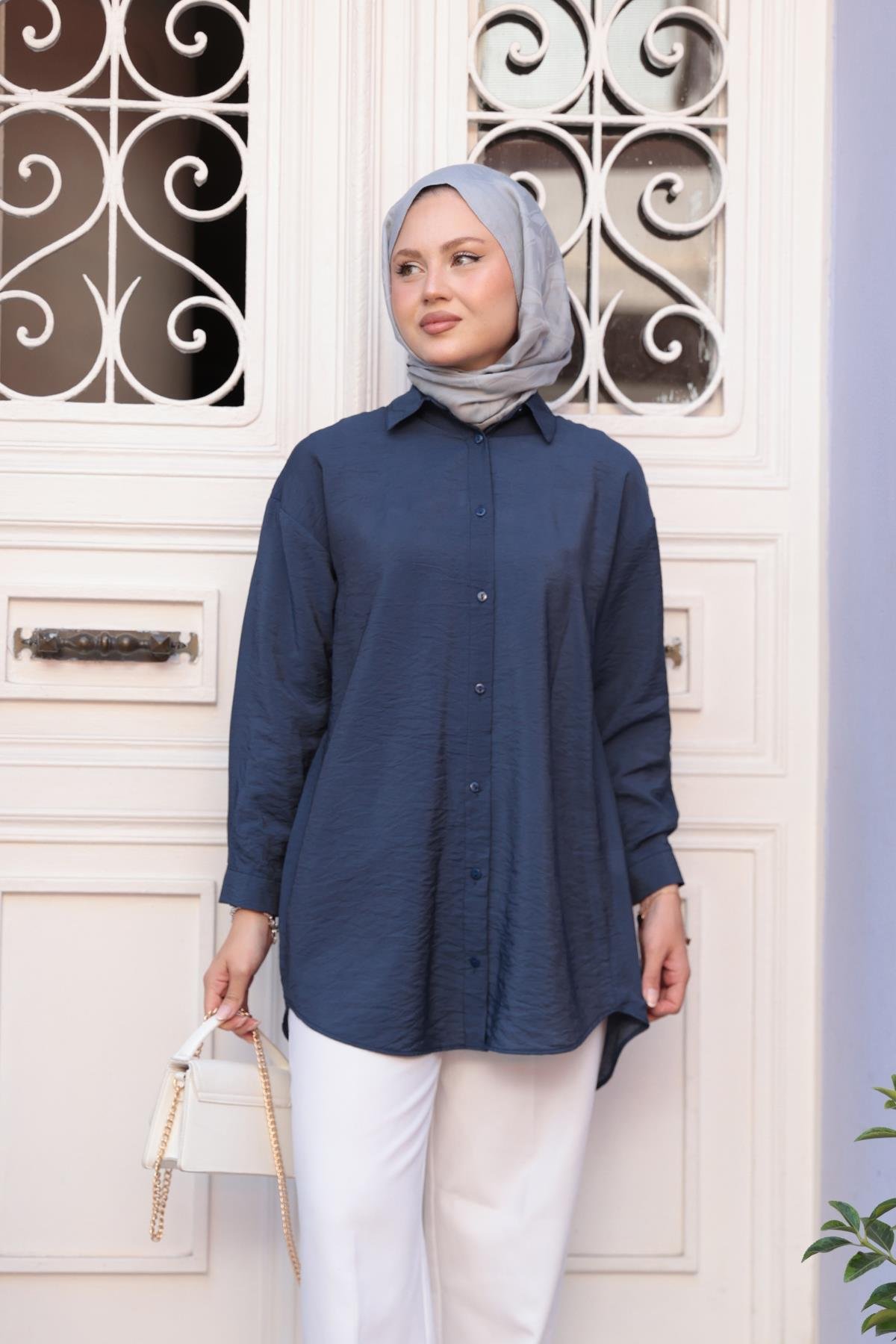 Rita Kraş Gömlek Lacivert