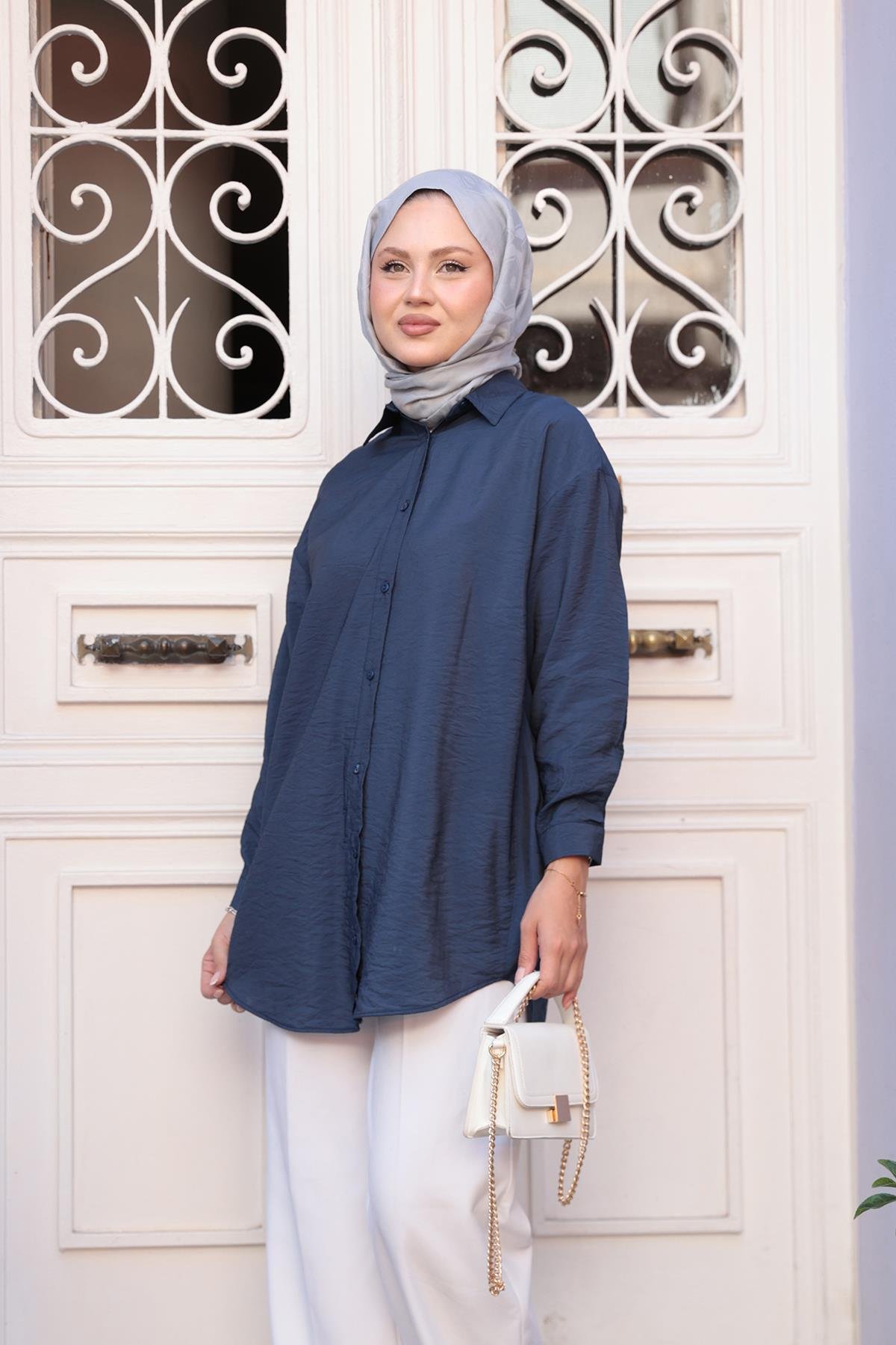 Rita Kraş Gömlek Lacivert