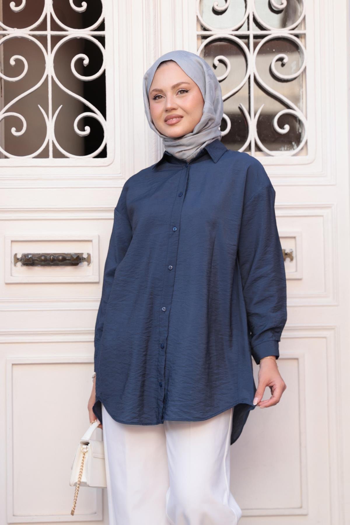 Rita Kraş Gömlek Lacivert