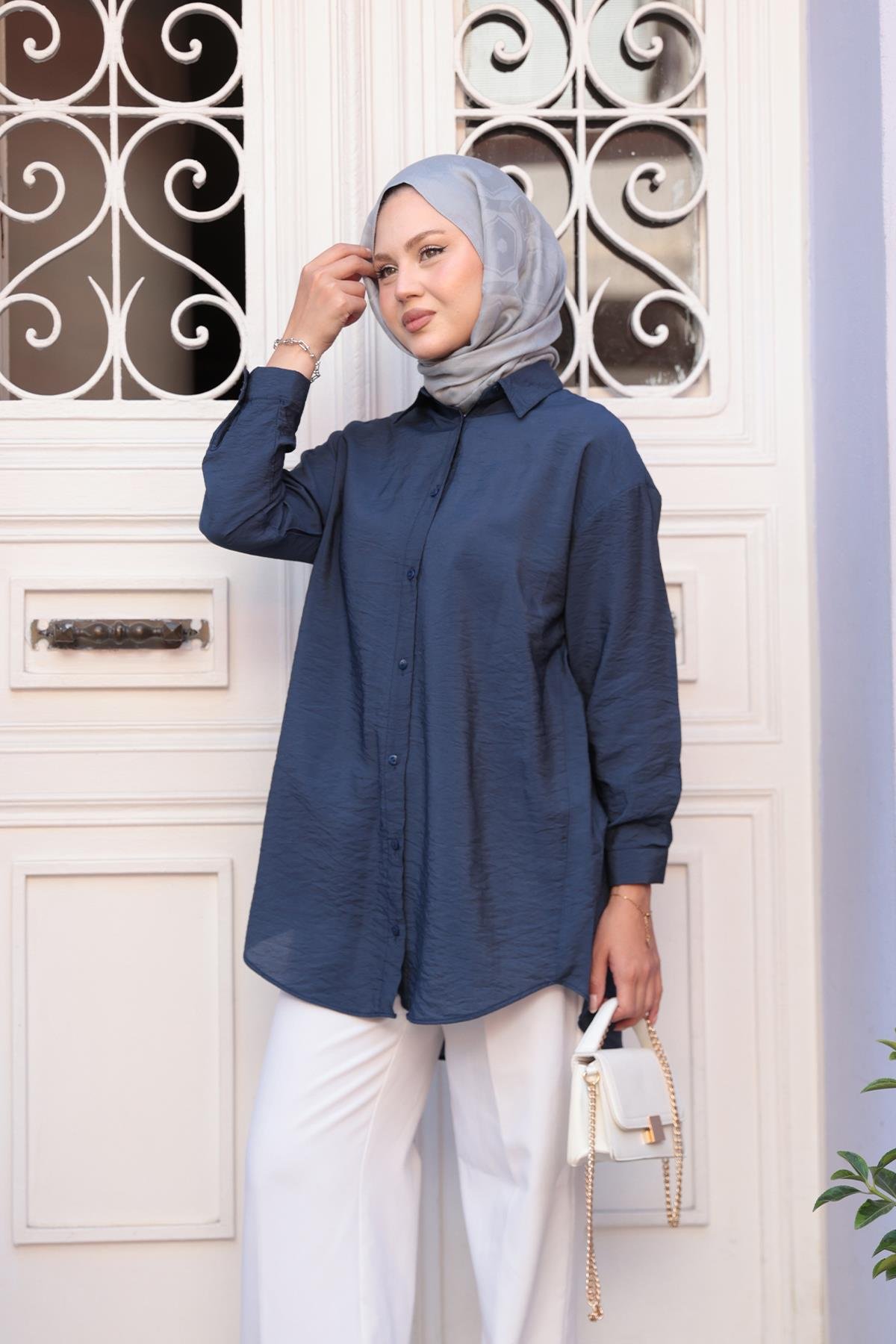 Rita Kraş Gömlek Lacivert