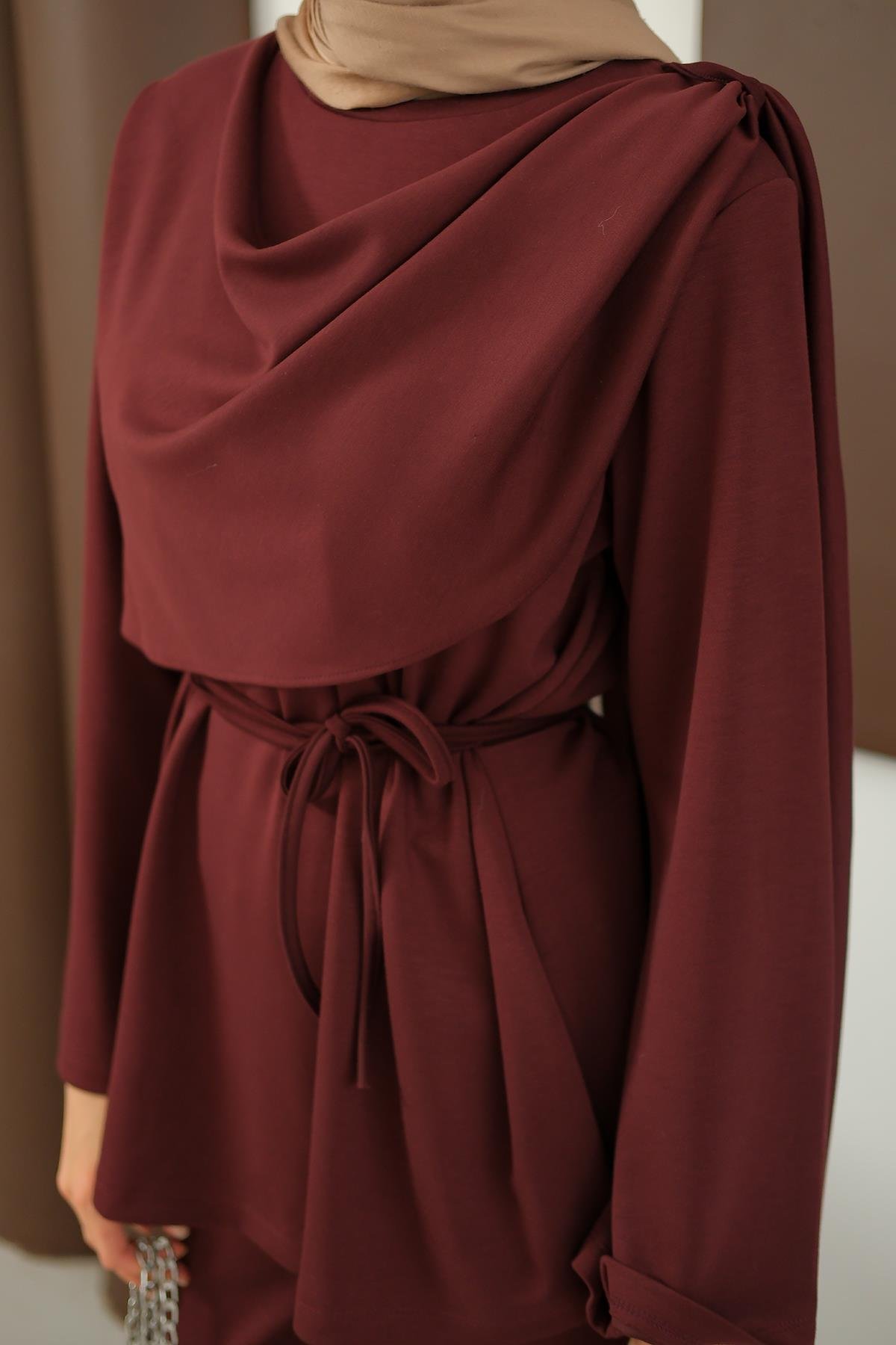Şal Detay Takım Bordo