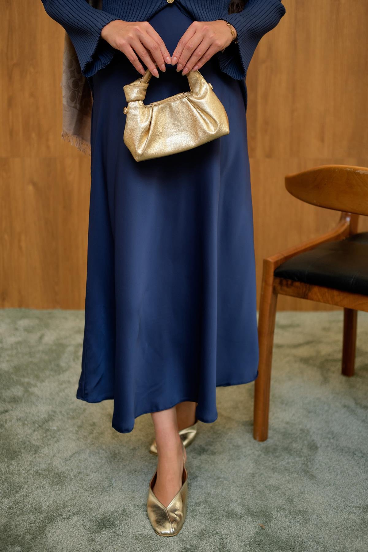 Saten Etek Lacivert