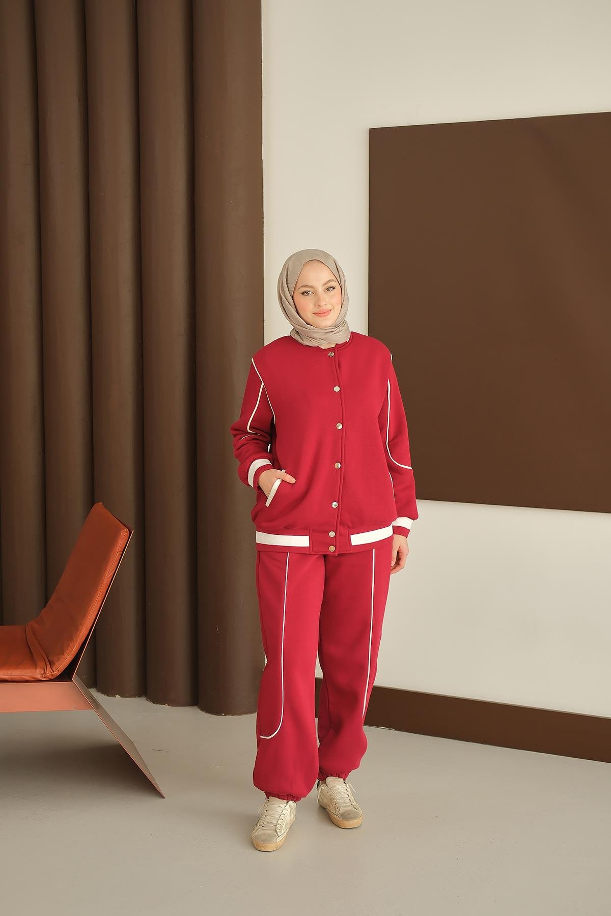 Şerit Detay Takım Bordo