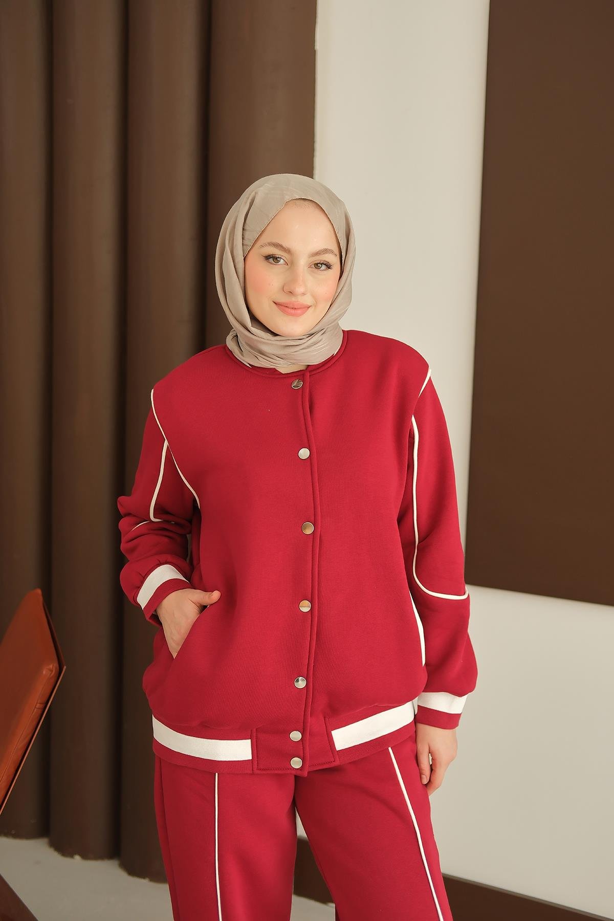 Şerit Detay Takım Bordo