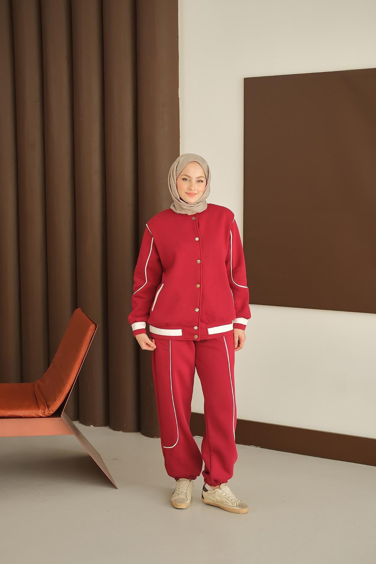 Şerit Detay Takım Bordo