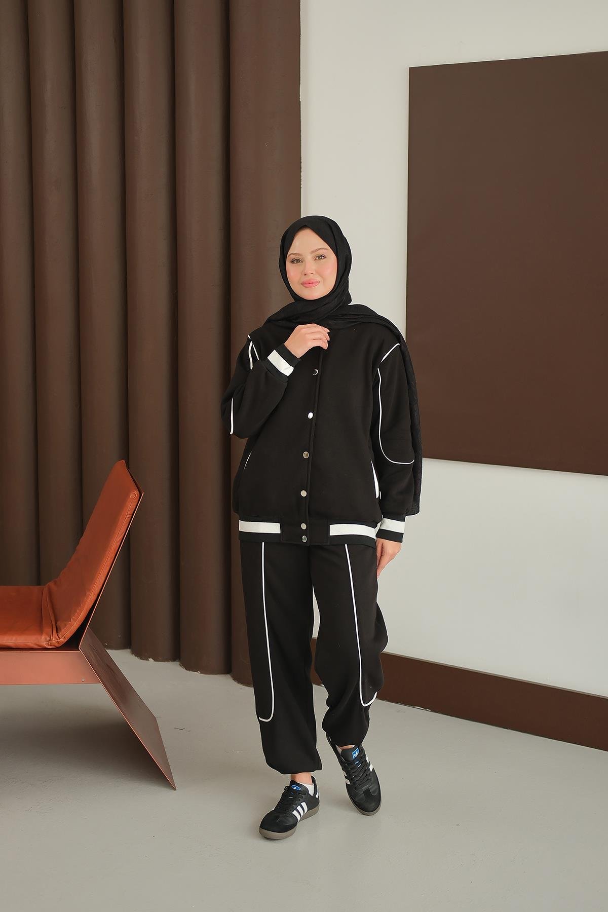 Şerit Detay Takım Siyah