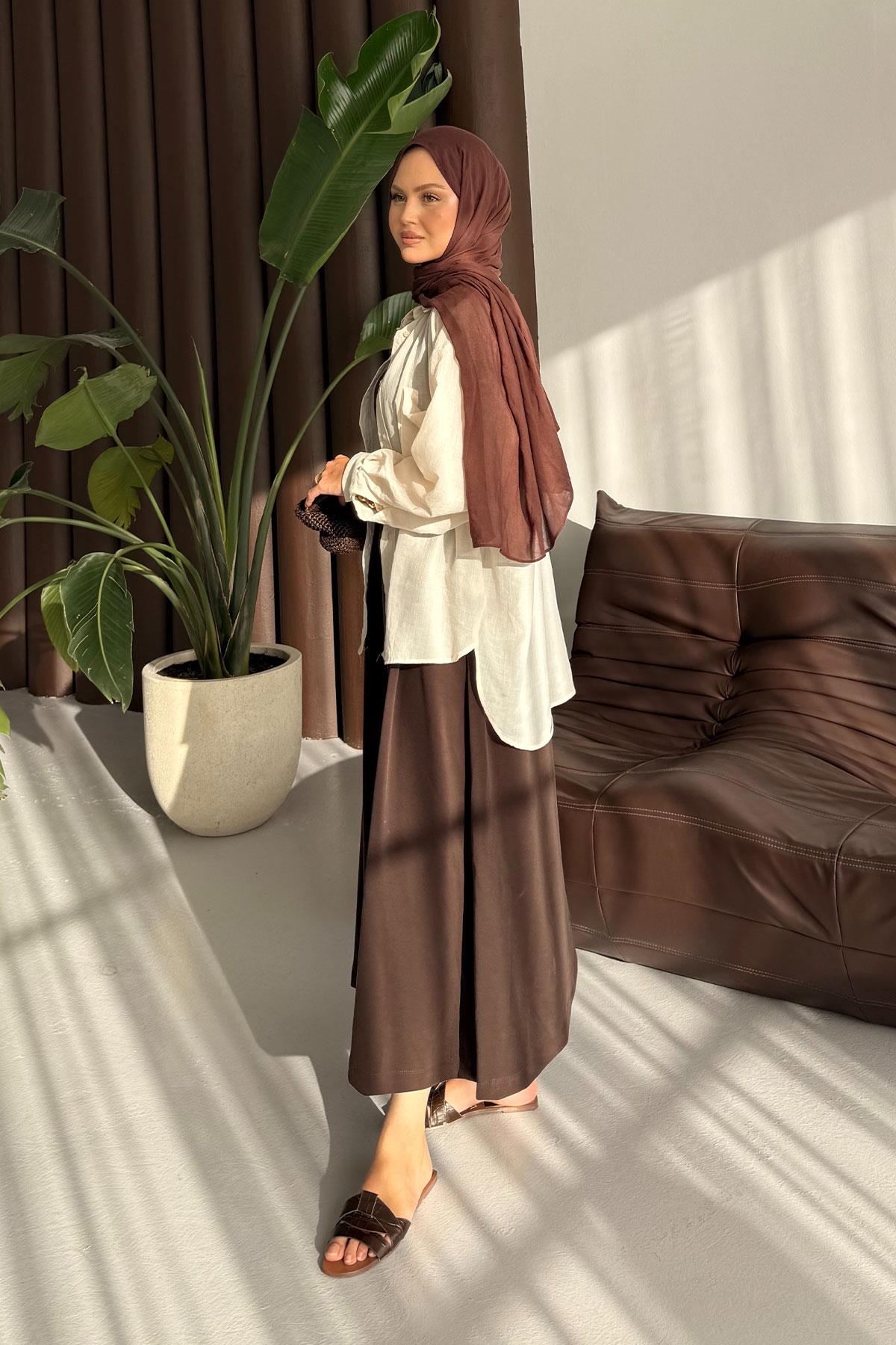 Sıfır Kol Elbise Kahverengi