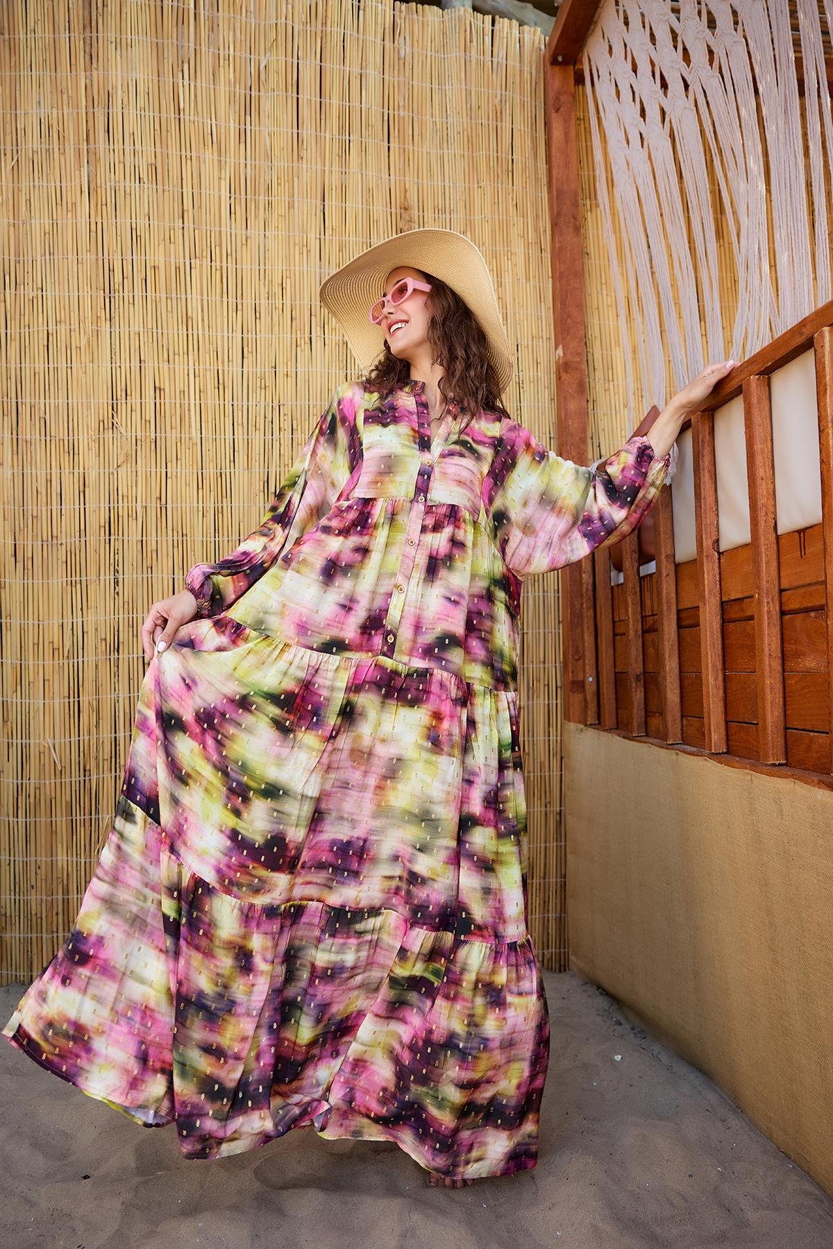 Sim Detay Elbise Mor