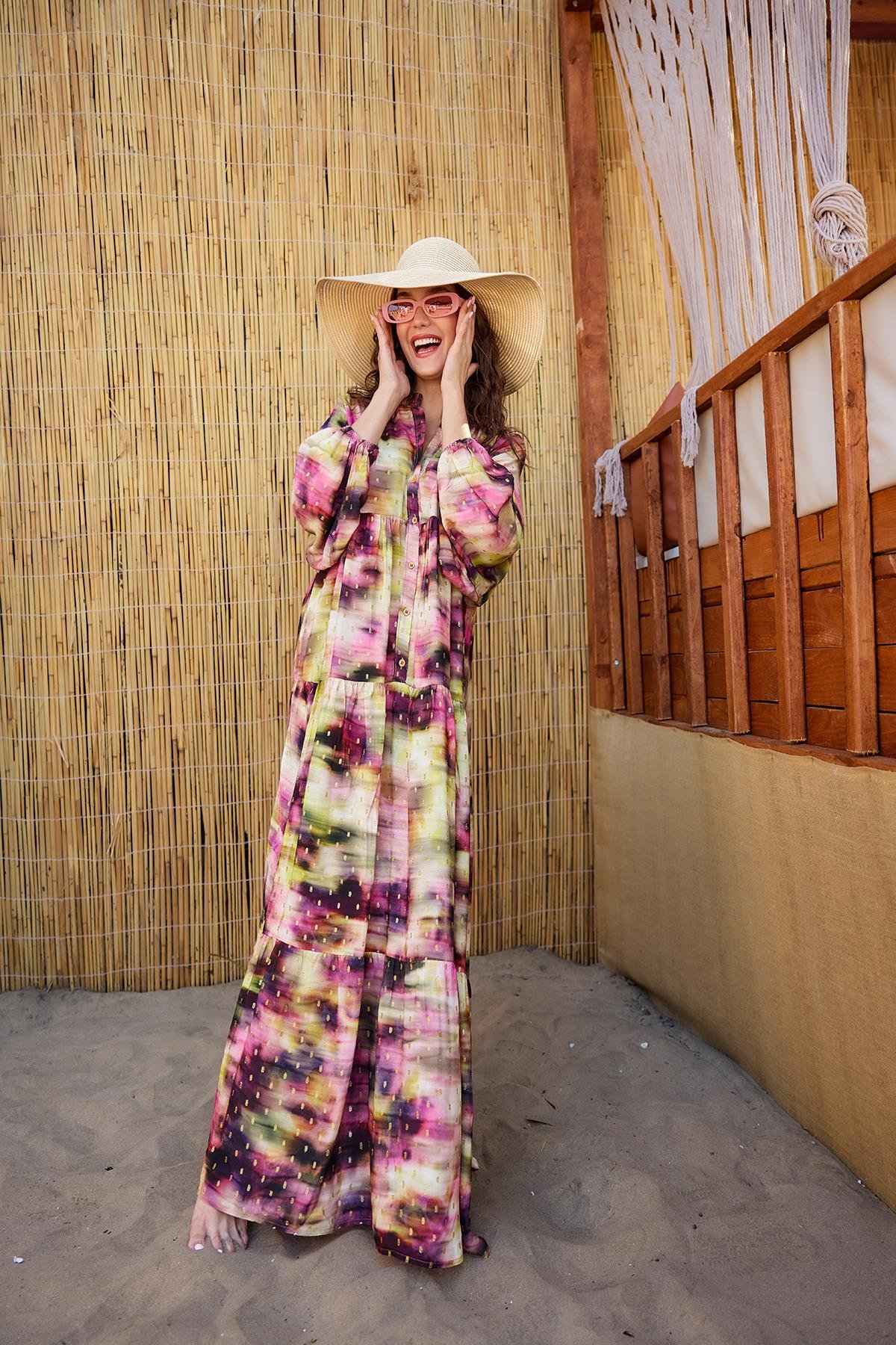 Sim Detay Elbise Mor