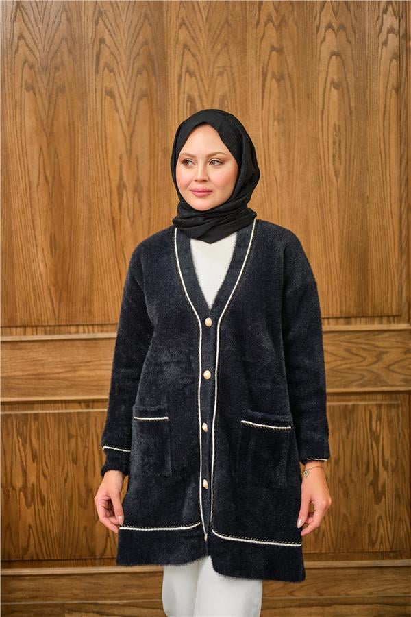 Sim Detay Hırka Siyah