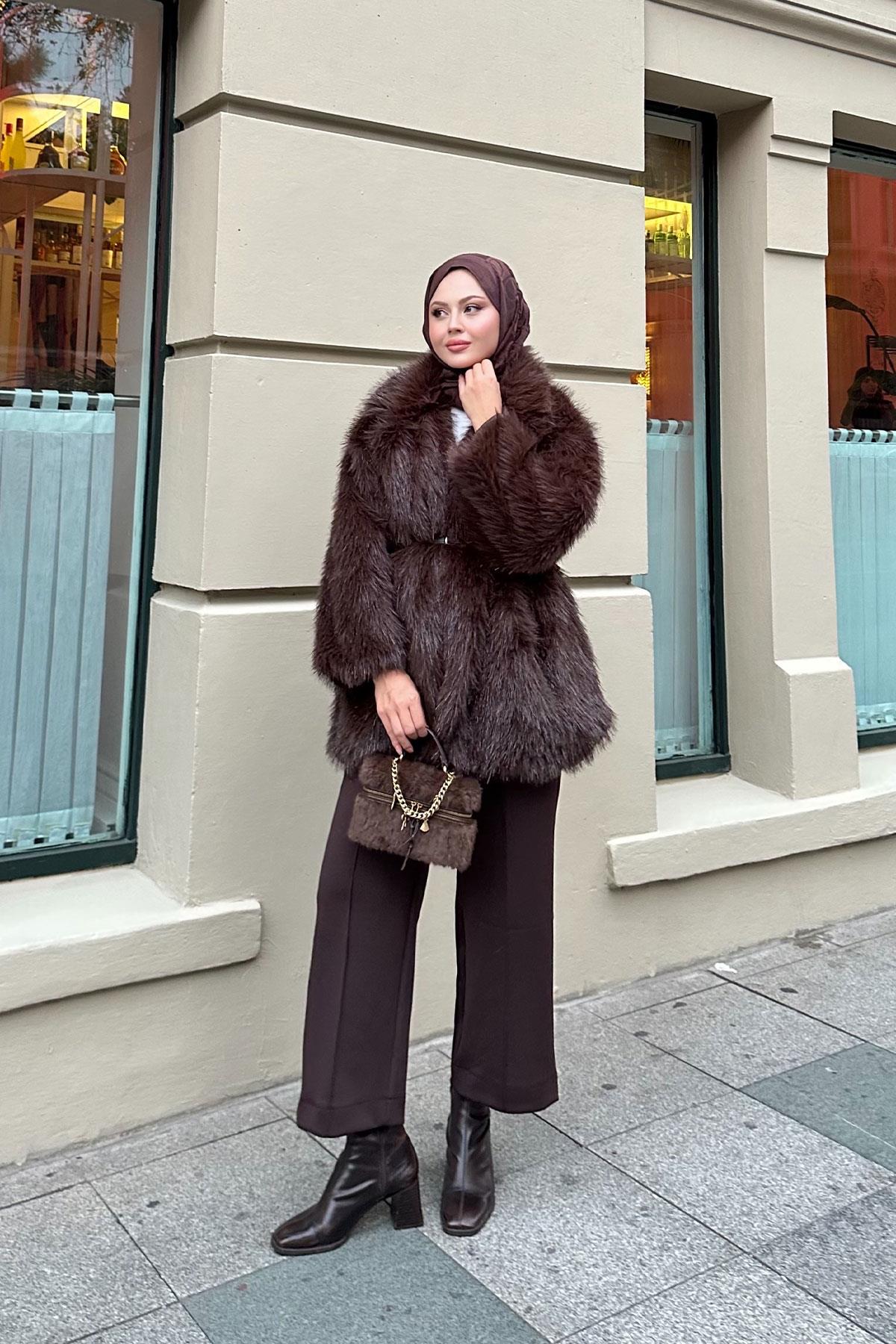 Sim Detay Kemerli Kaban Acı Kahve