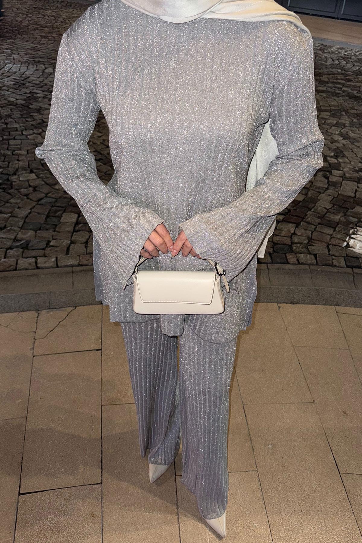 Simli İkili Takım Gri