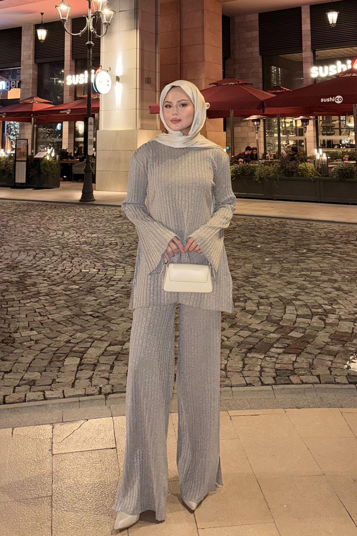 Simli İkili Takım Gri