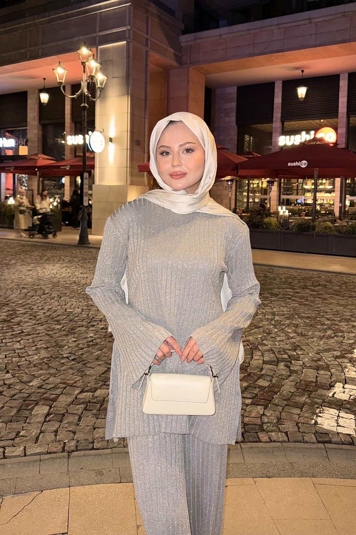 Simli İkili Takım Gri