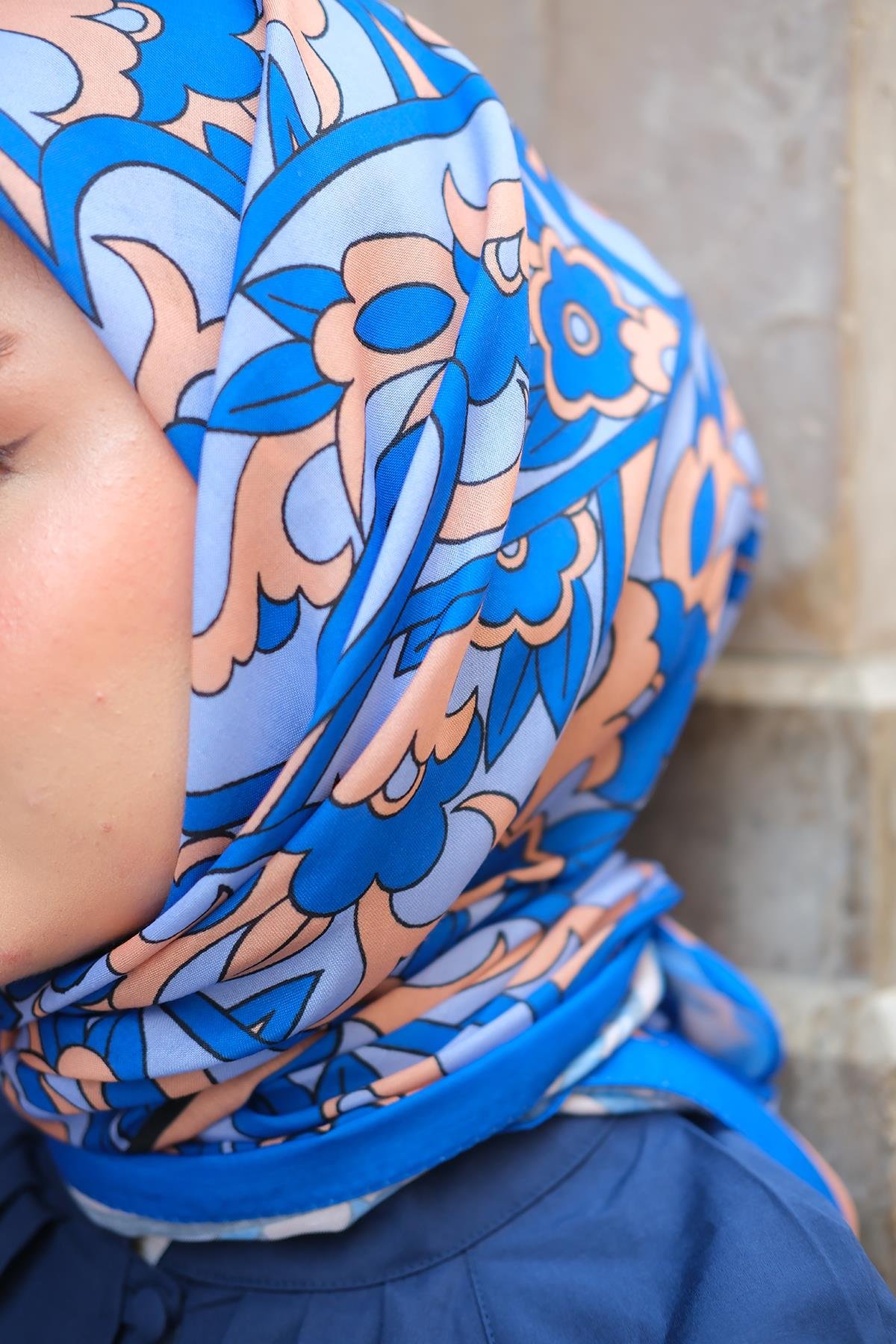 Soft Eşarp  Saks Mavi