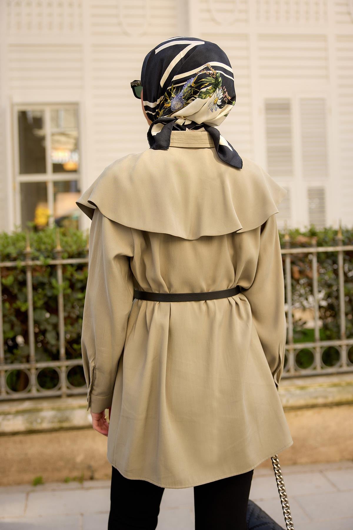 Süs Dikişli Gömlek Küf Yeşil